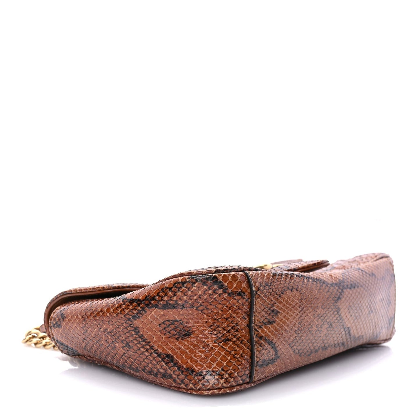Gucci Snakeskin Matelasse Small GG Marmont Shoulder Bag Brown