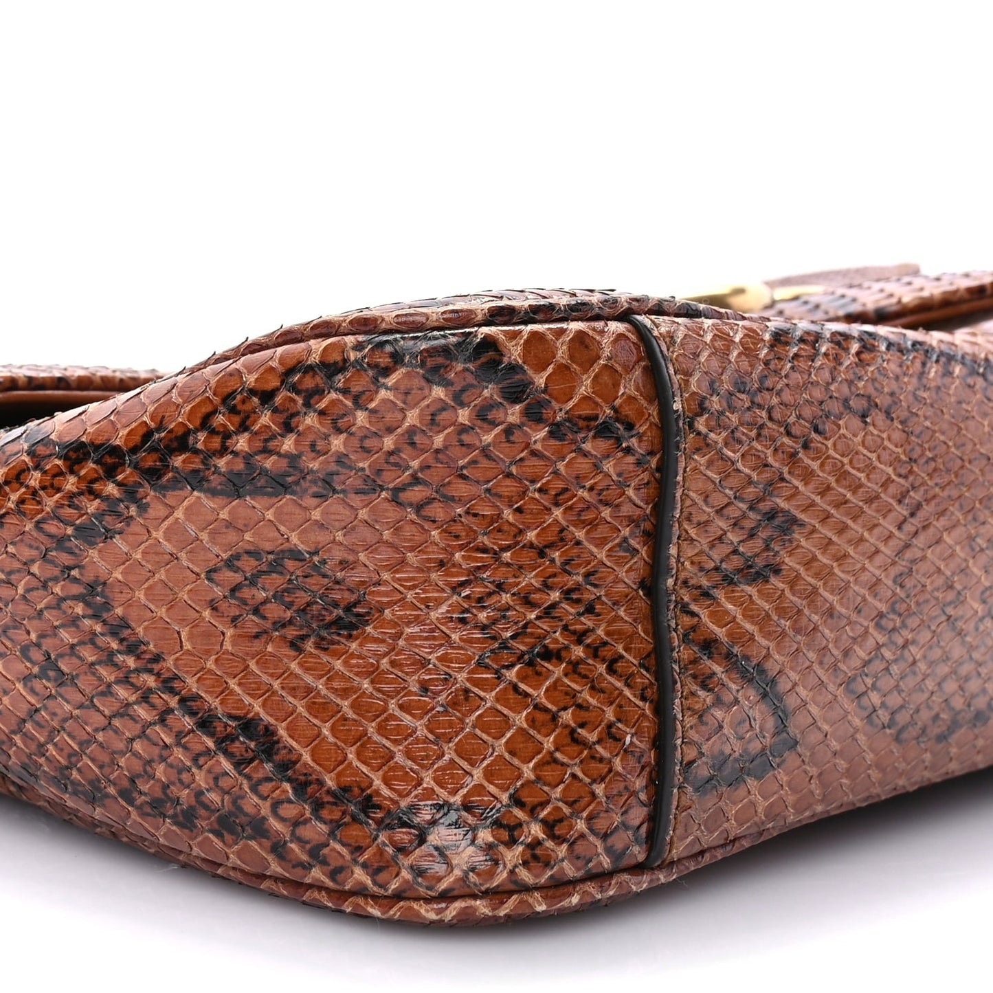 Gucci Snakeskin Matelasse Small GG Marmont Shoulder Bag Brown