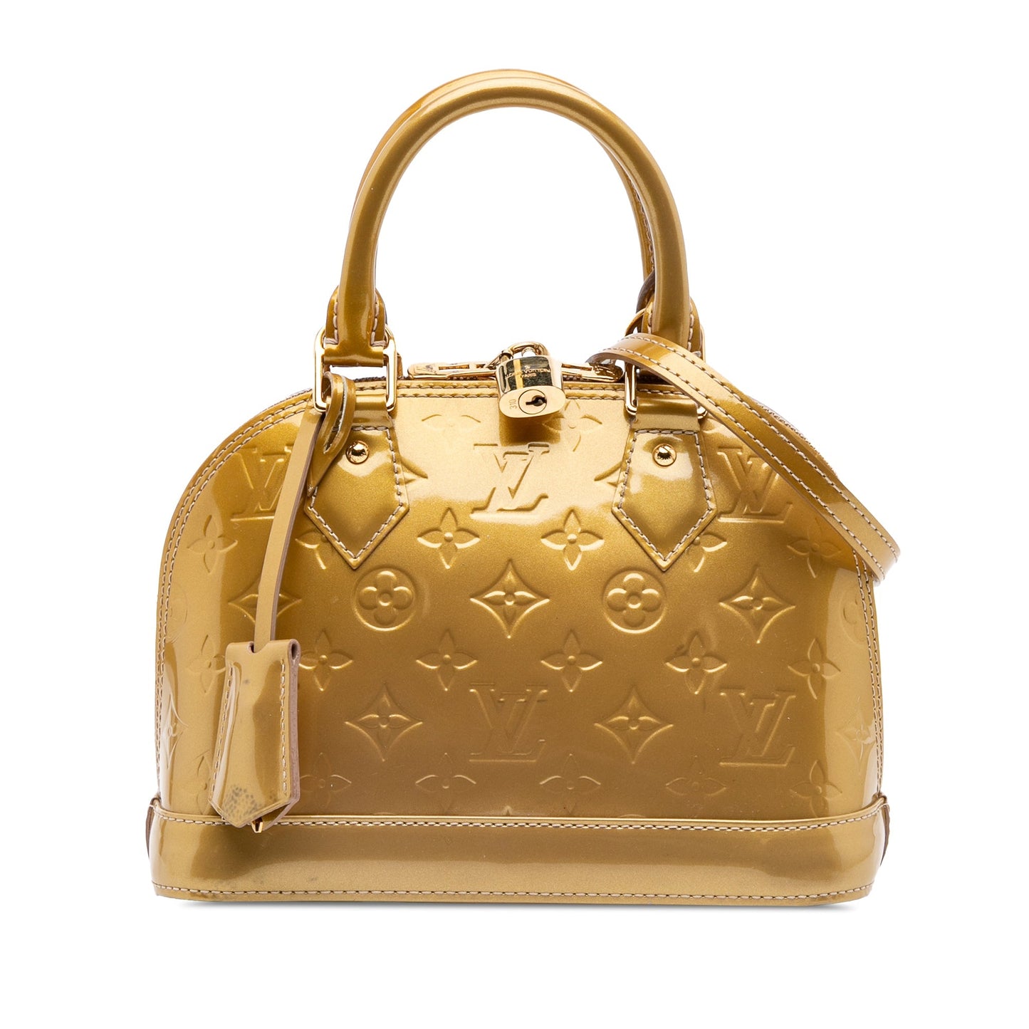 Gold Louis Vuitton Monogram Vernis Alma BB Satchel
