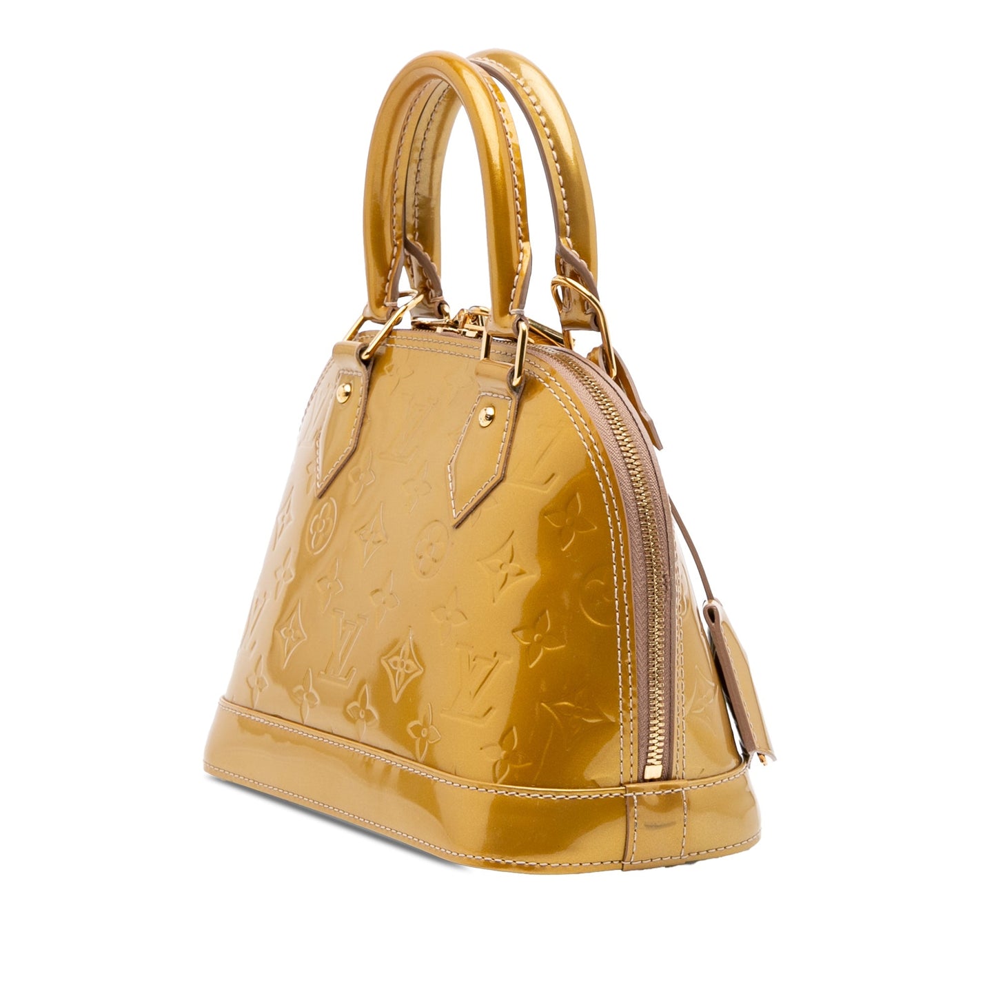Gold Louis Vuitton Monogram Vernis Alma BB Satchel