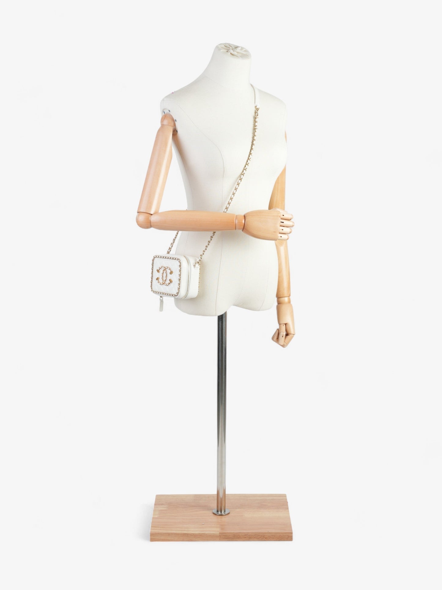 Chanel Vanity Bag White Leather Small