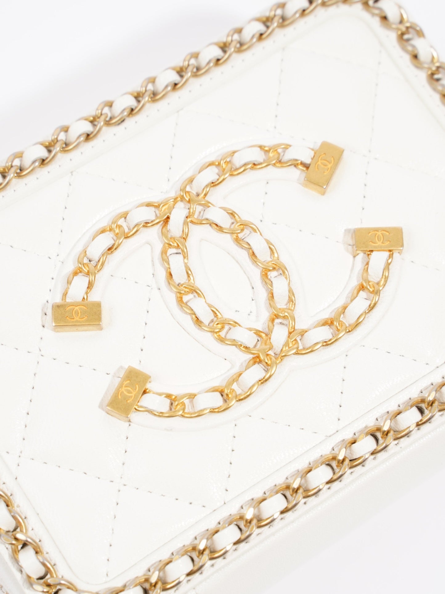 Chanel Vanity Bag White Leather Small