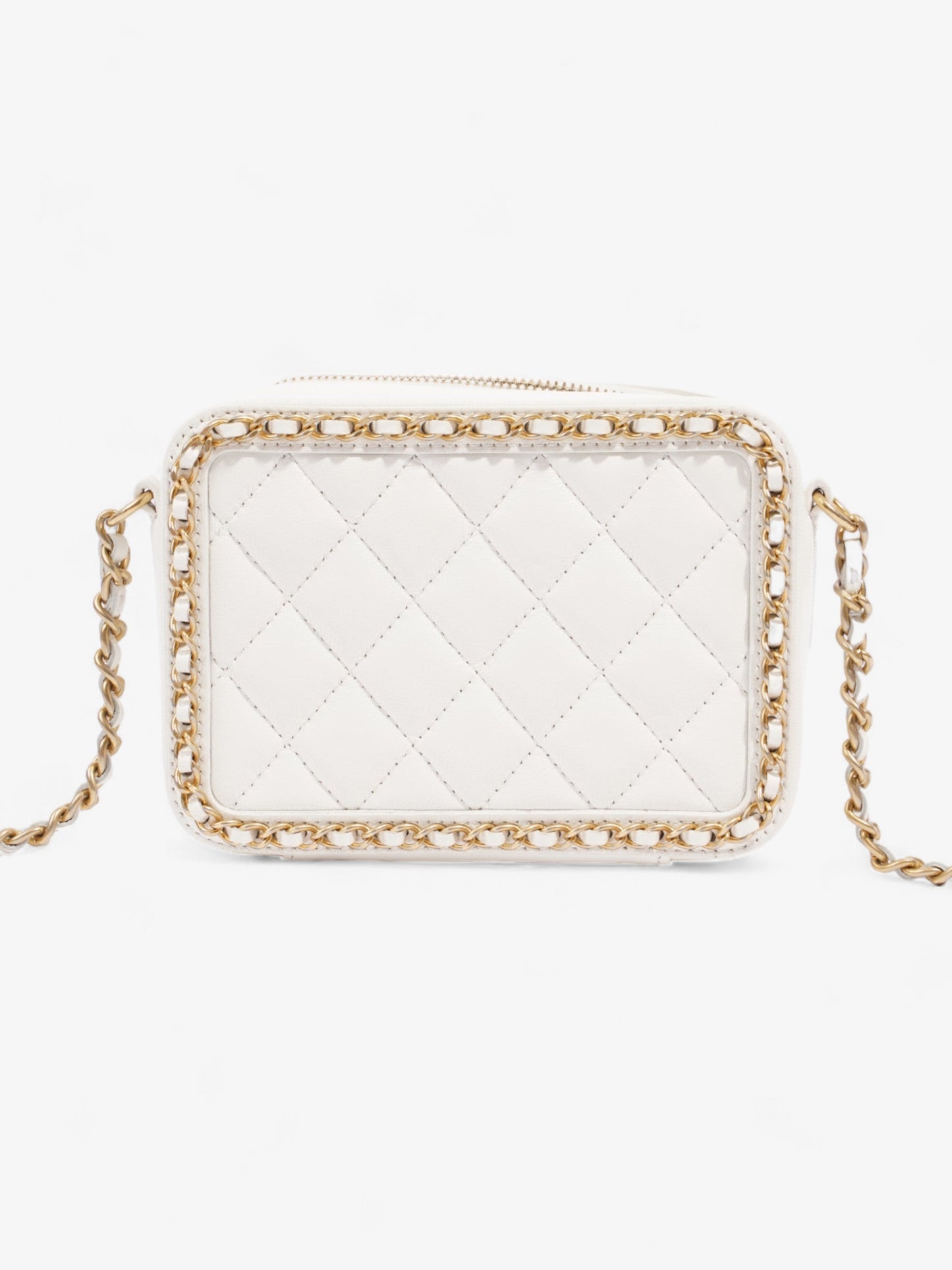 Chanel Vanity Bag White Leather Small