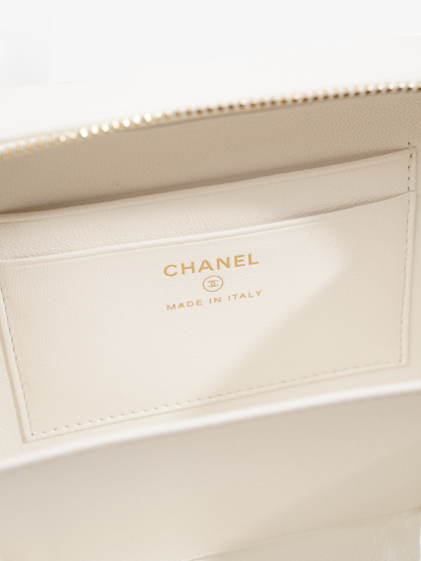 Chanel Vanity Bag White Leather Small