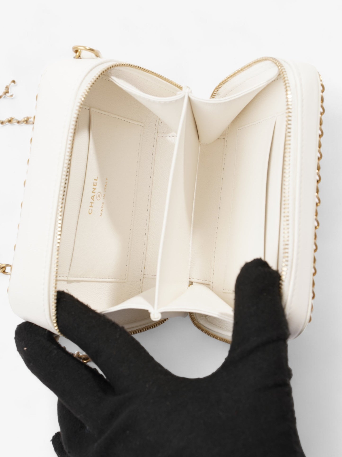 Chanel Vanity Bag White Leather Small