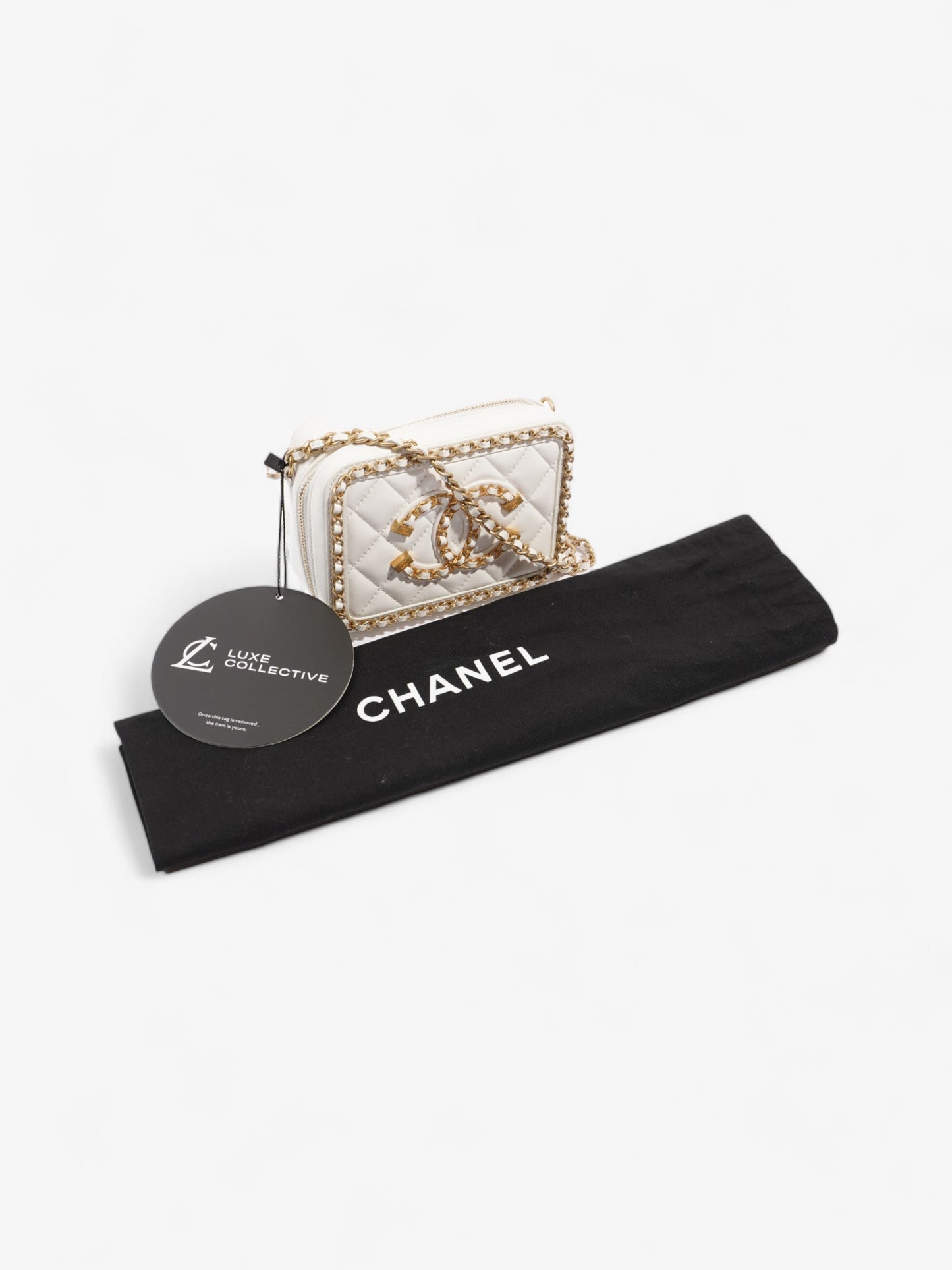 Chanel Vanity Bag White Leather Small