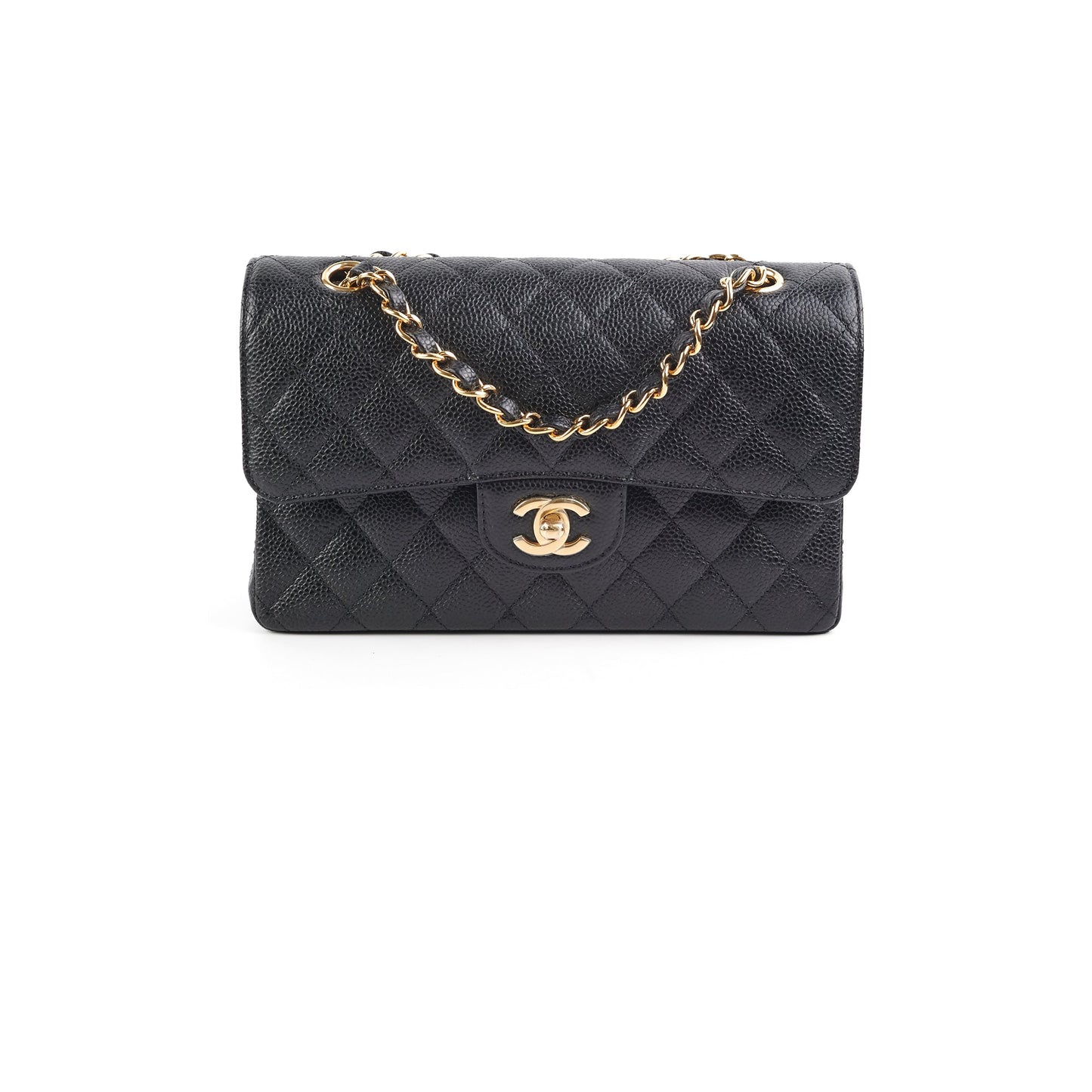 Chanel Classic Flap Small Black Caviar Shoulder Bag (Microchipped)