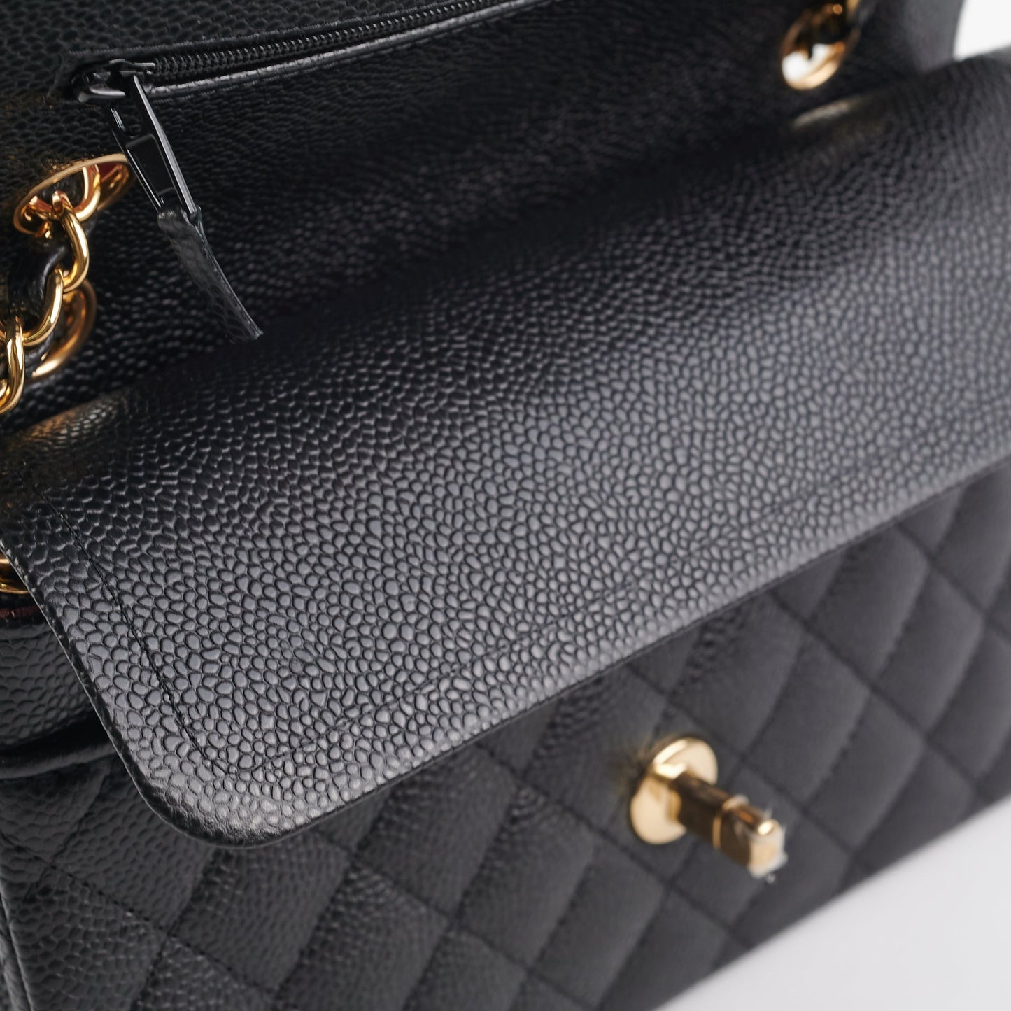 Chanel Classic Flap Small Black Caviar Shoulder Bag (Microchipped)