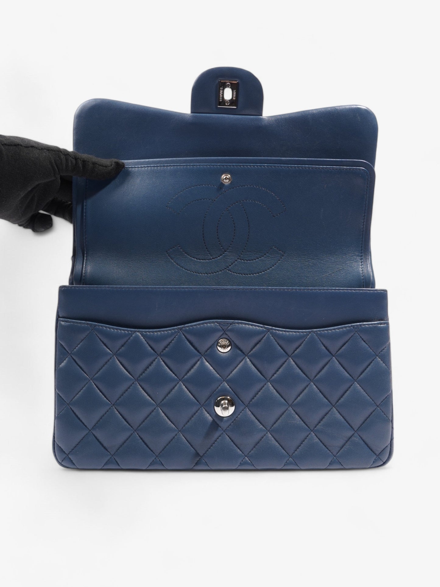 Chanel Classic Flap Blue Lambskin Leather Large