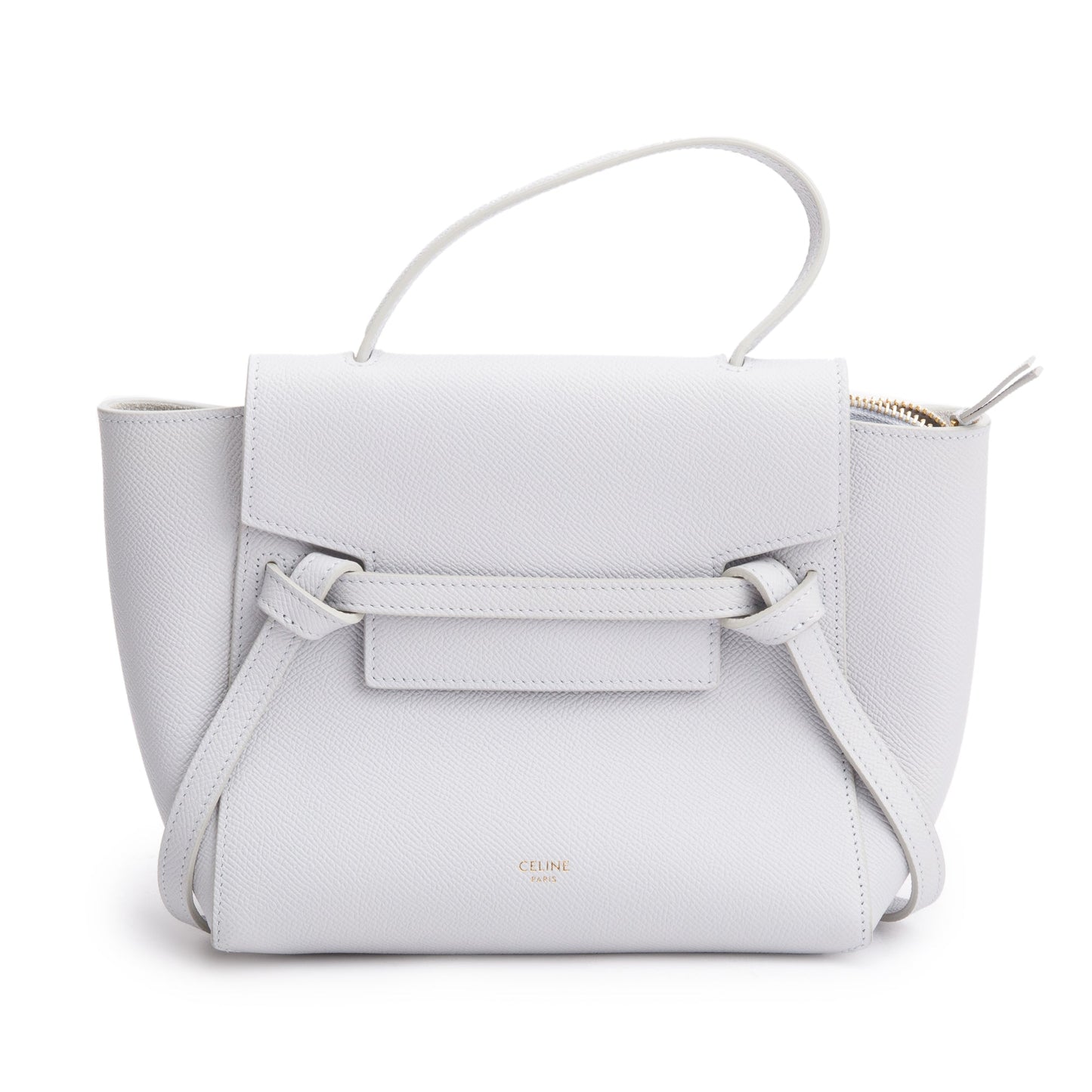 Celine 2021 Grey Grained Calfskin Leather Nano Belt Bag