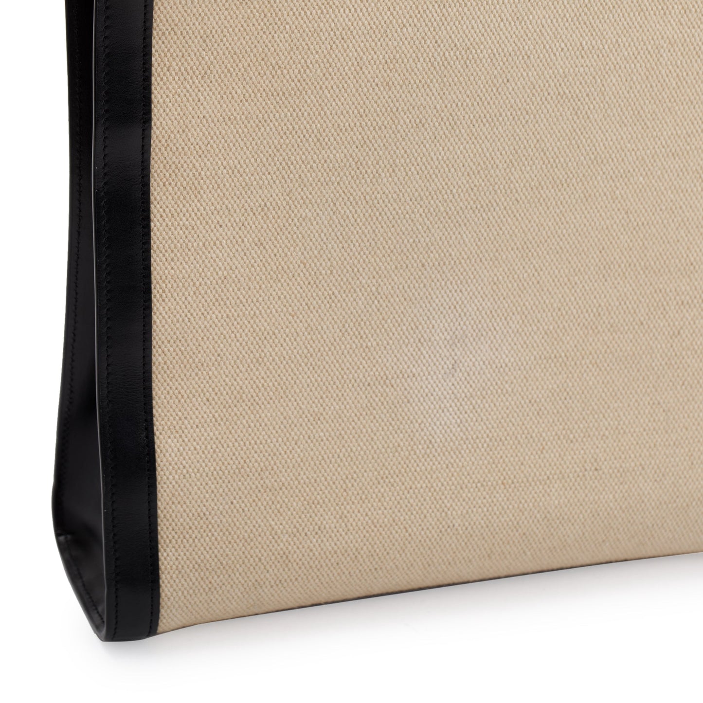 Celine 2021 Small Beige Canvas Black Calfskin Logo Vertical Cabas Tote