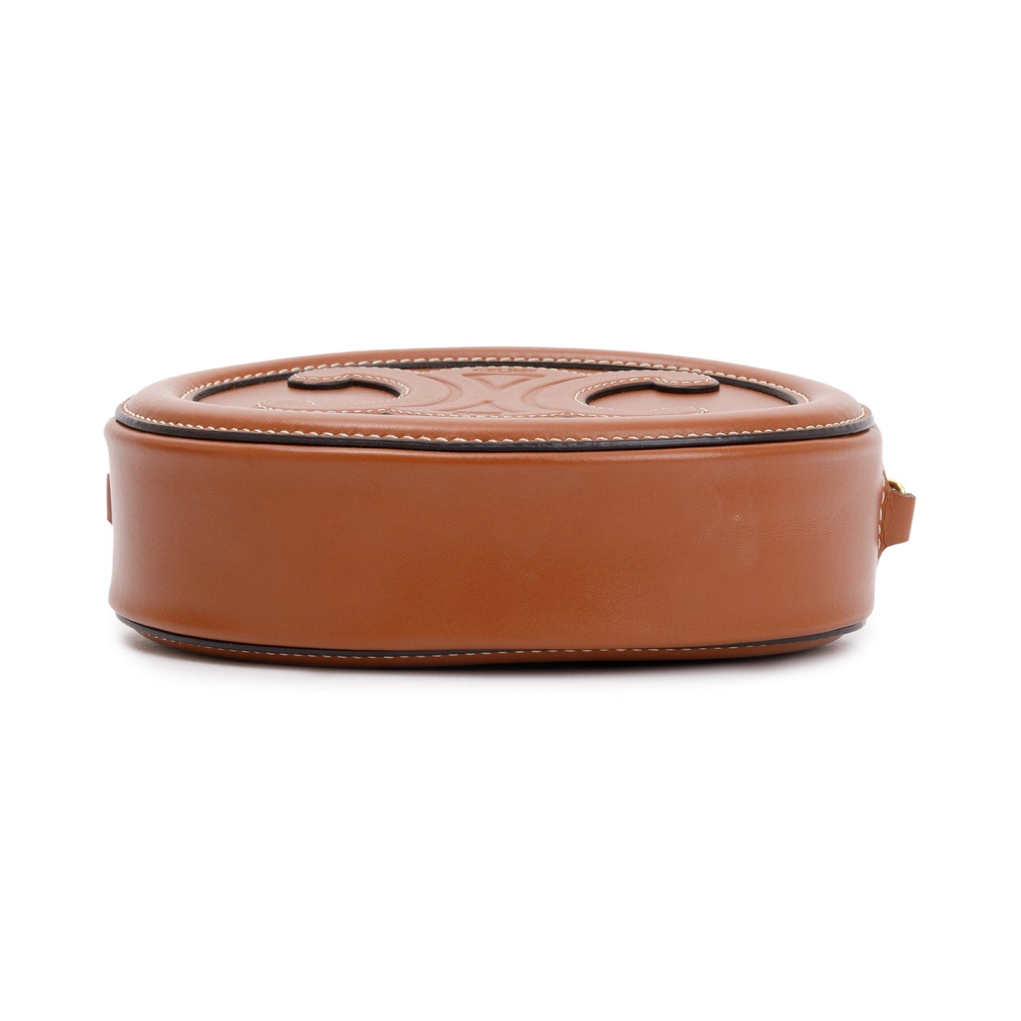 Celine 2022 Tan Smooth Calfskin Leather Mini Cuir Triomphe Oval Crossbody Bag