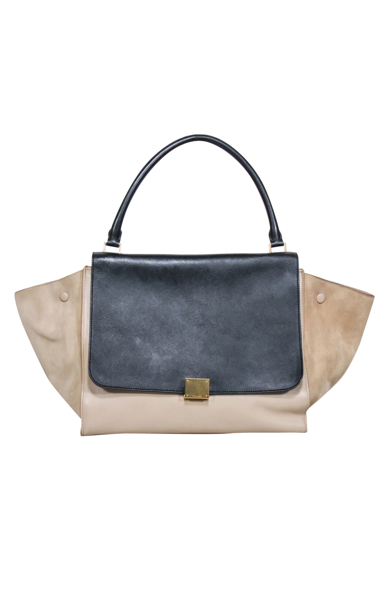Luxury CELINE - Beige & Black Large Trapeze Tote Bag
