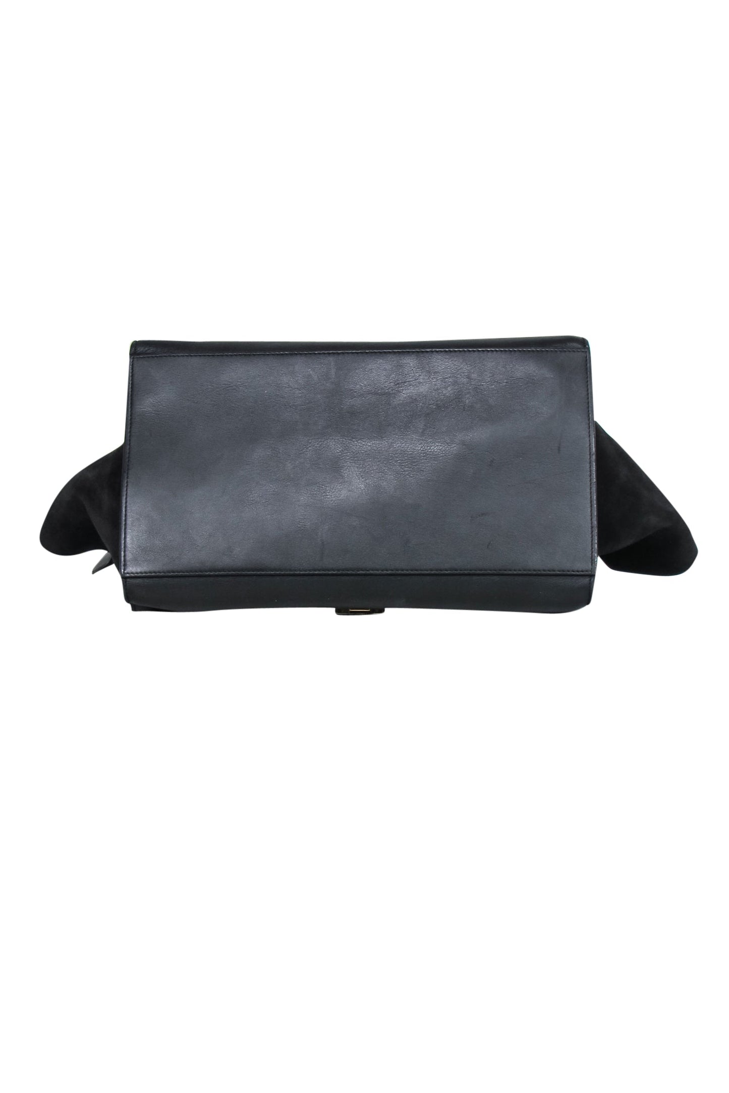 Luxury CELINE - Black Leather Reptile Embossed Fold-Over Handbag