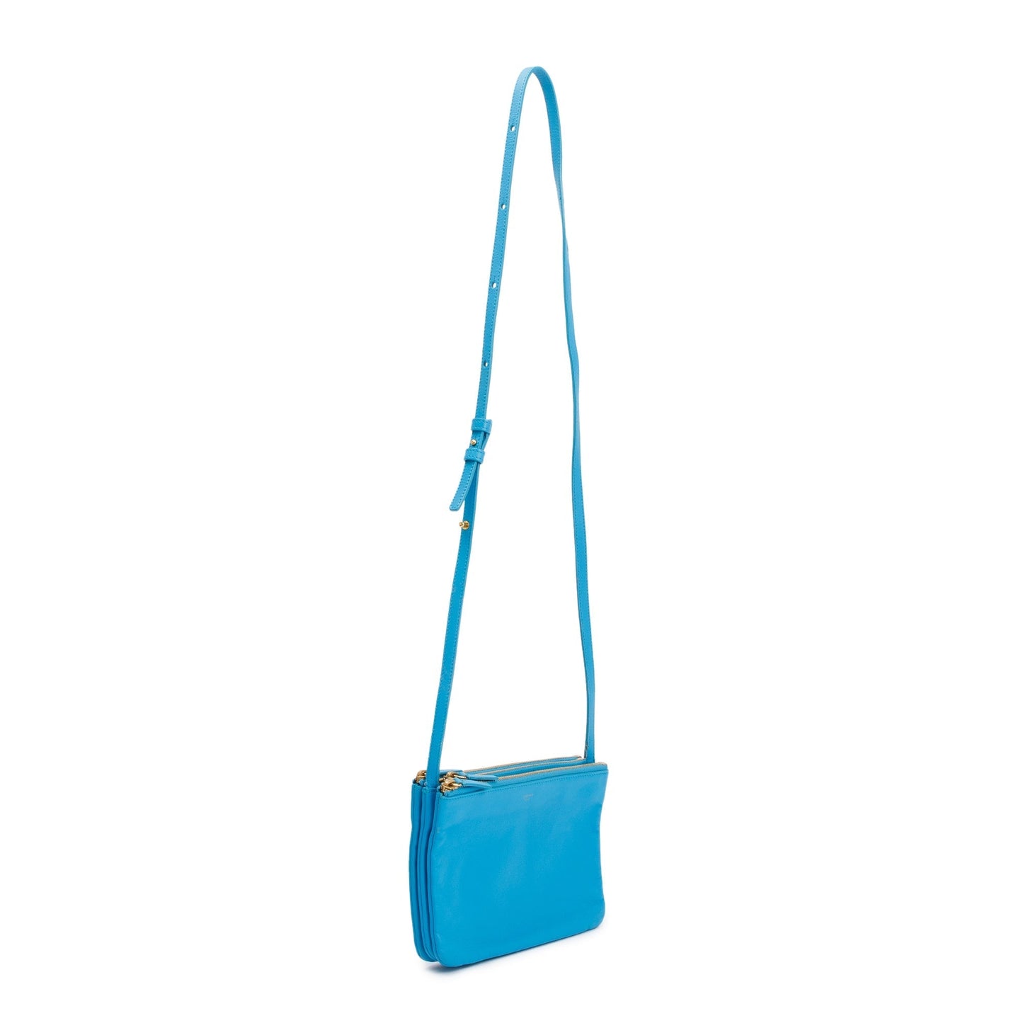 Celine Blue Calfskin Leather Small Trio Crossbody Bag