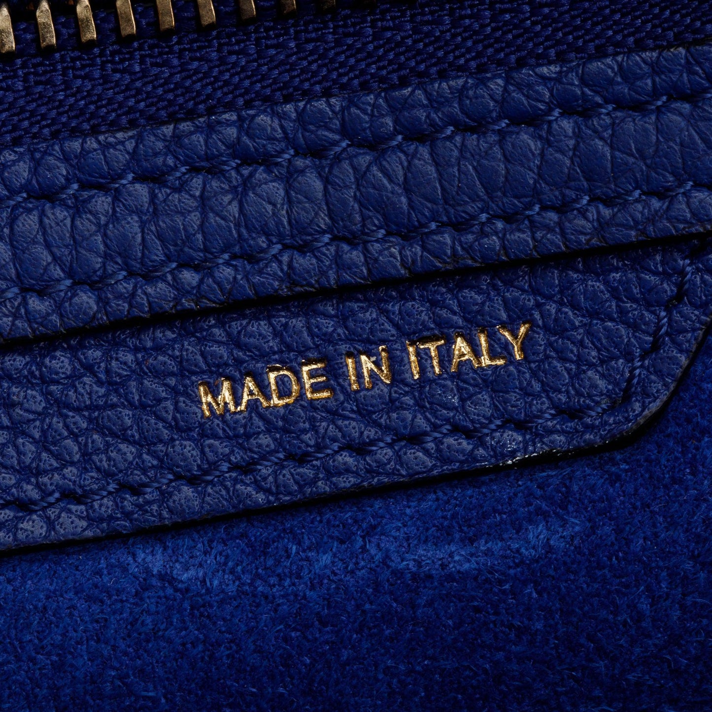 Celine Blue Drummed Calfskin Leather Mini Luggage Tote