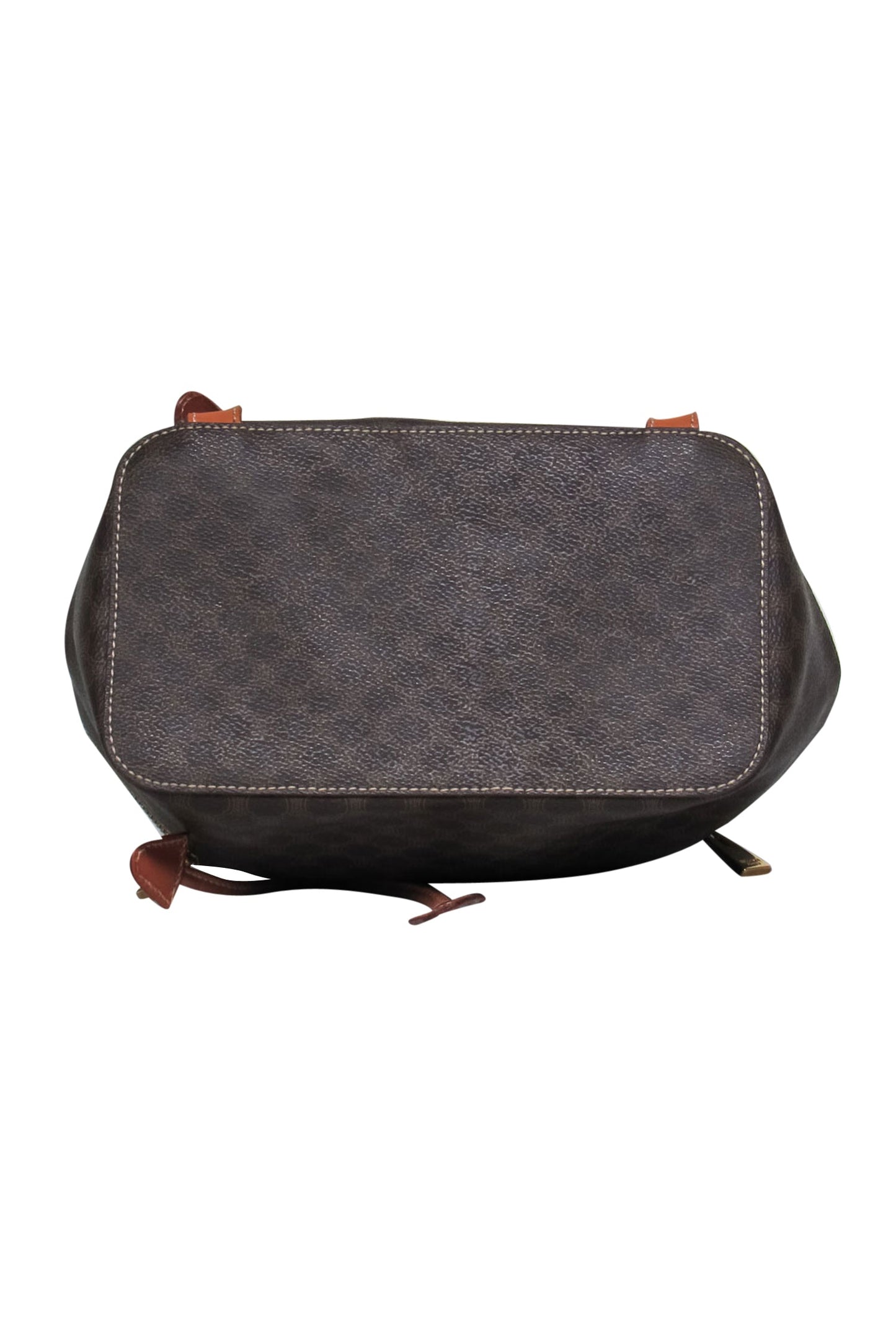 Luxury CELINE - Brown Pebbled Leather Printed Fold-Over "Borsa Donna" Backpack
