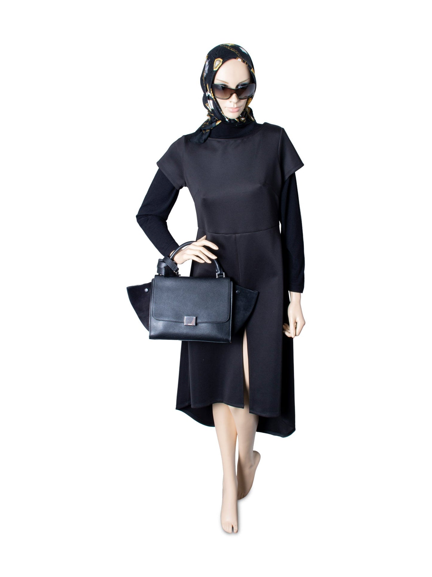 Luxury CELINE Drummed Leather Mini Trapeze Bag Black