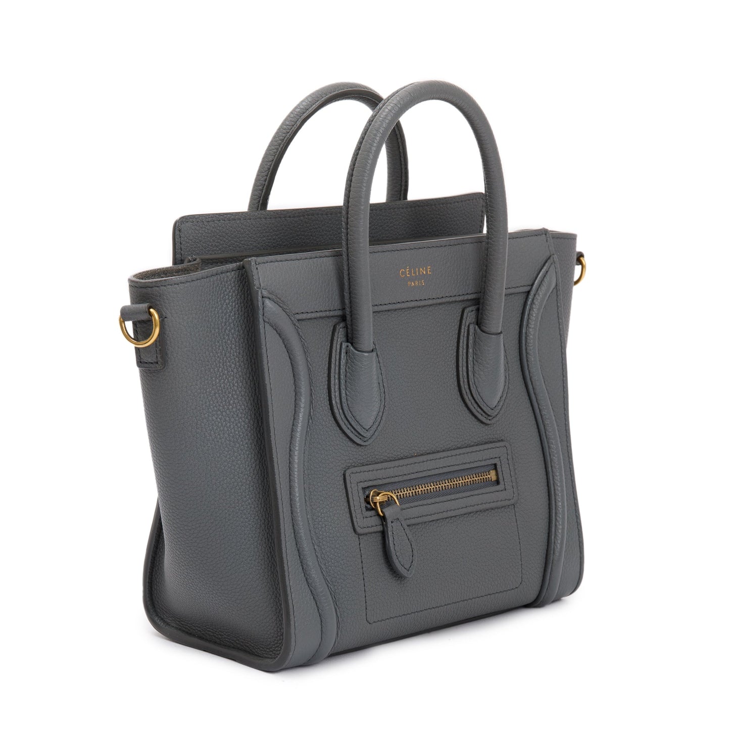 Celine Grey Calfskin Leather Nano Luggage Tote