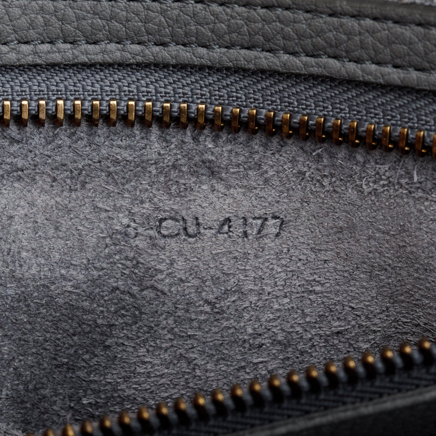 Celine Grey Drummed Calfskin Leather Mini Luggage Tote