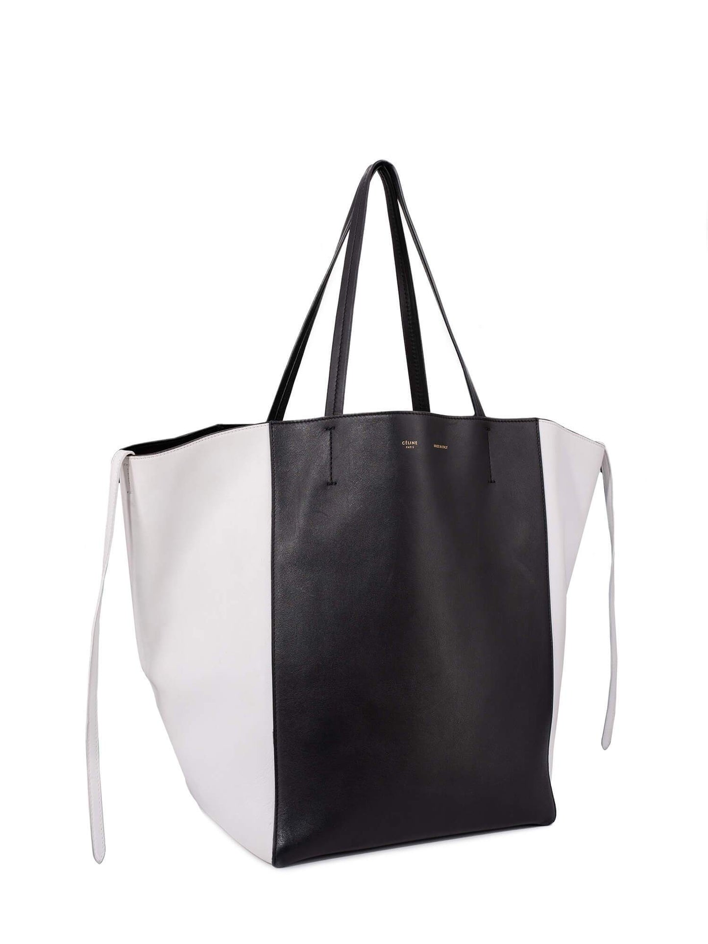 Luxury CELINE Leather Medium Phantom Bag Black White