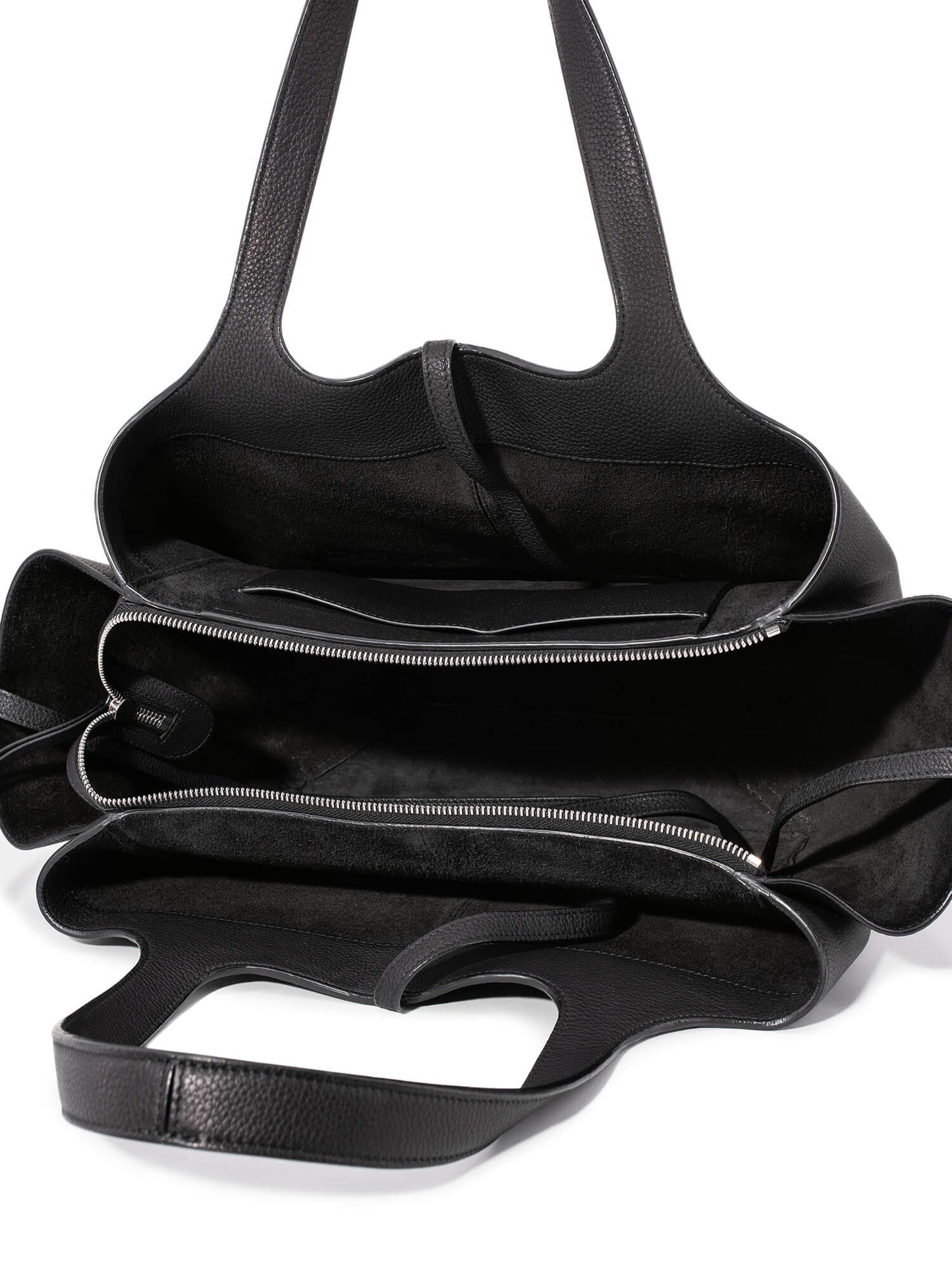 Luxury CELINE Leather Medium Tri-Fold Shopper Bag Black
