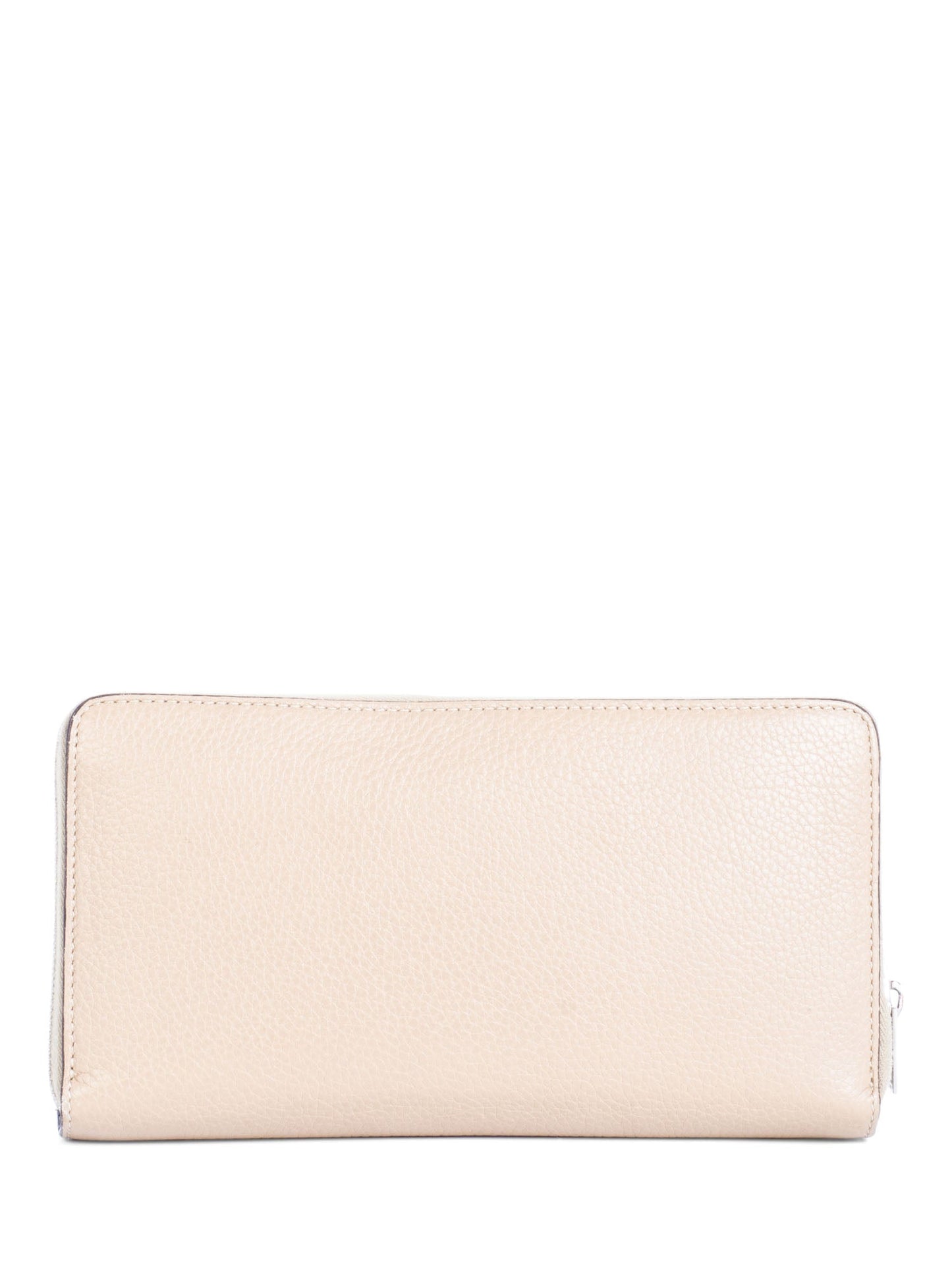 Luxury CELINE Logo Leather Zippered Wallet Beige