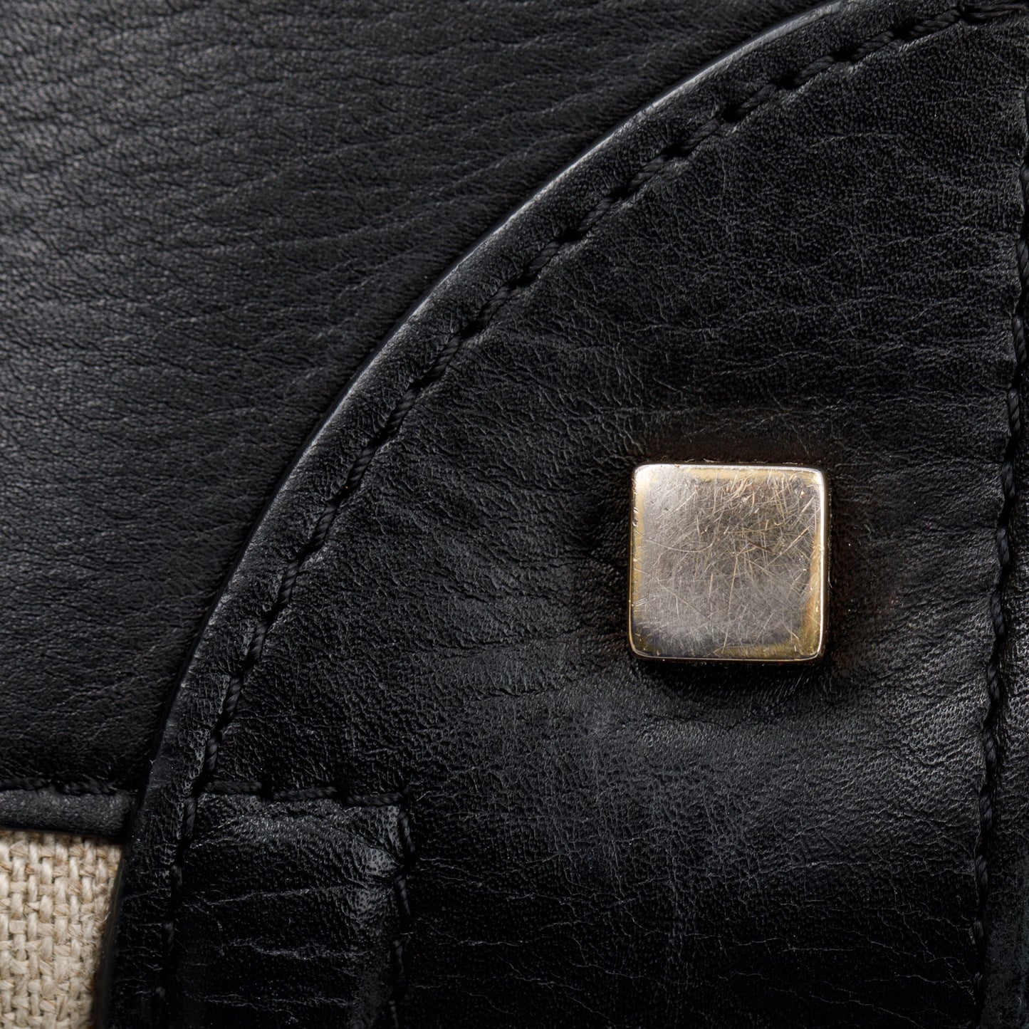 Celine Natural Canvas and Black & Navy Tricolour Calfskin Leather Mini Luggage Tote