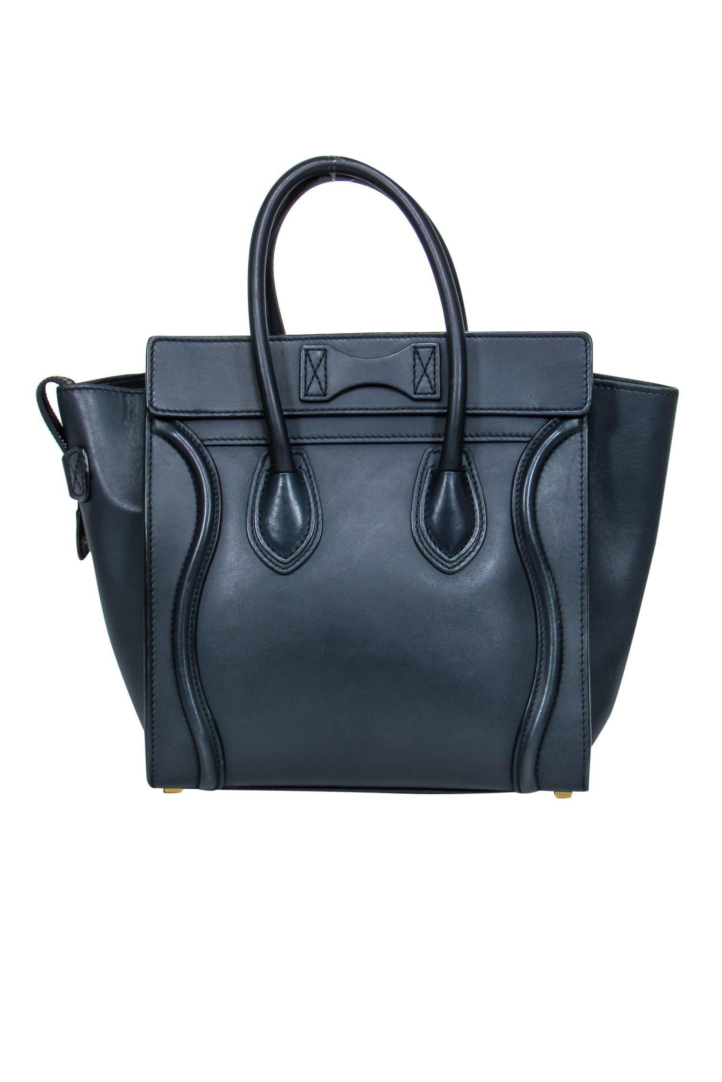 Luxury CELINE - Navy Leather “Micro Luggage” Handbag