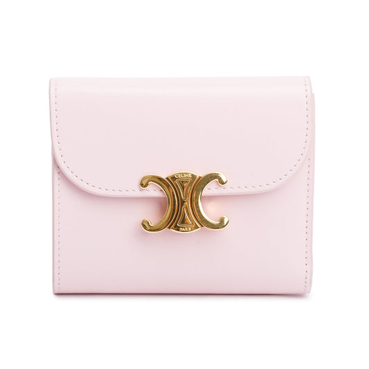Celine Pink Shiny Calfskin Leather Triomphe Compact Wallet