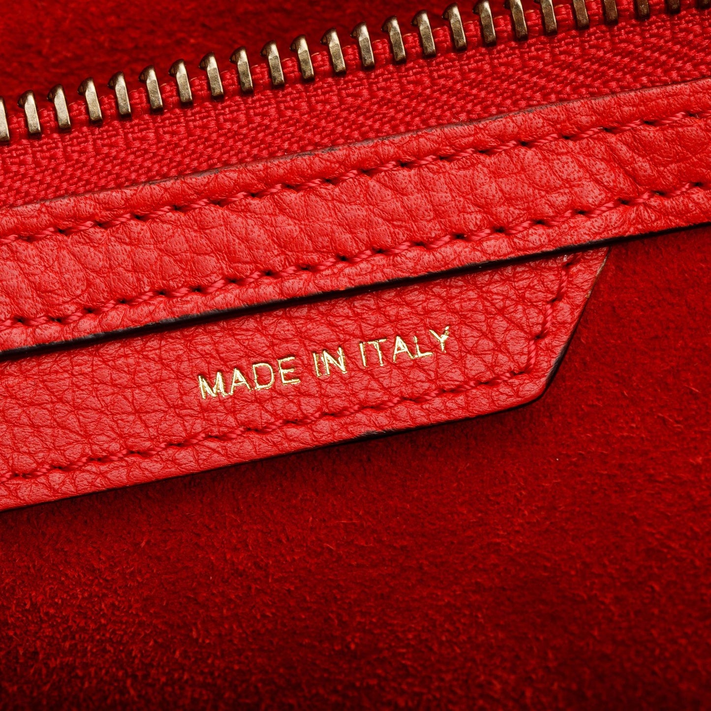 Celine Red Drummed Calfskin Leather Mini Luggage Tote
