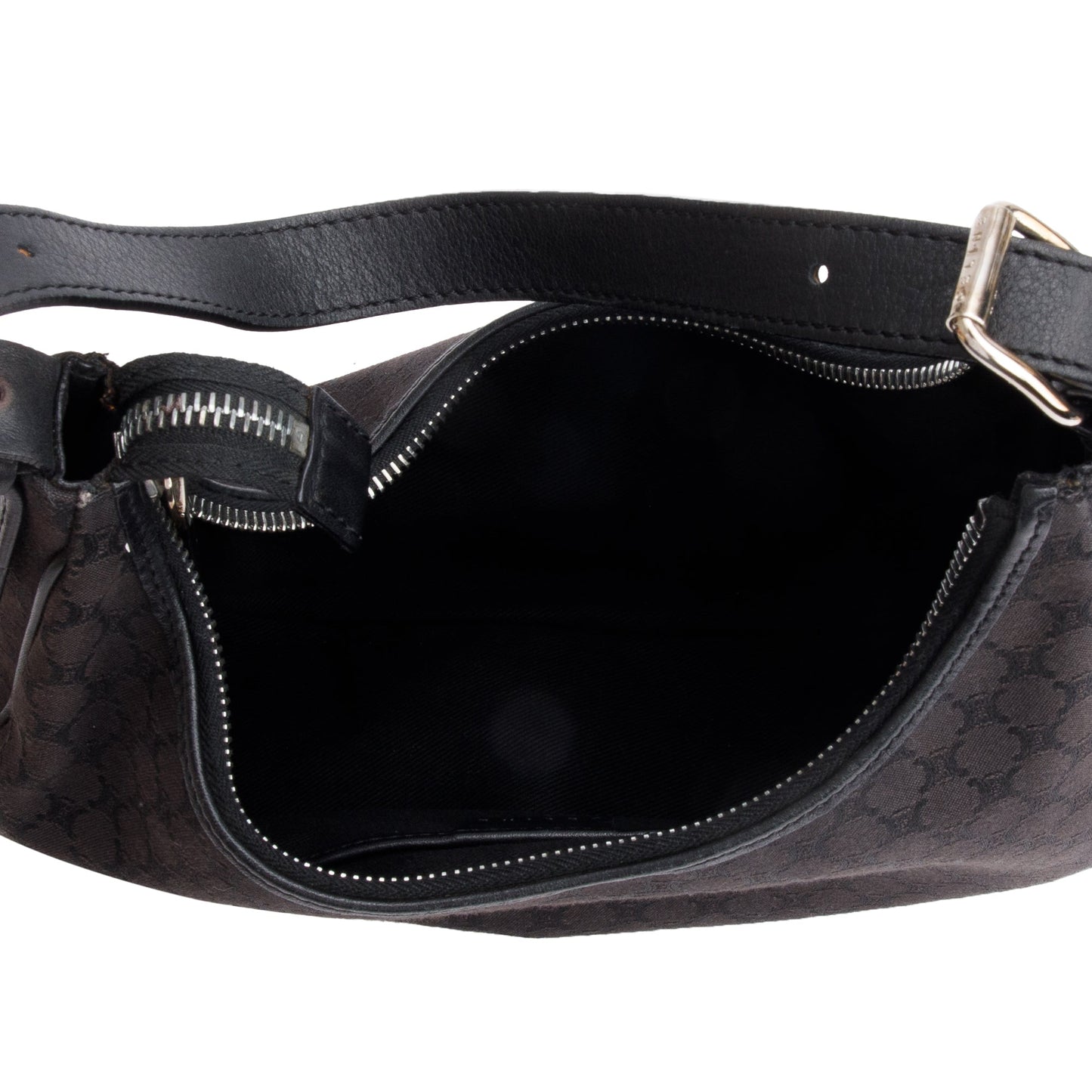 Celine Vintage Black Triomphe Canvas Ava Shoulder Bag