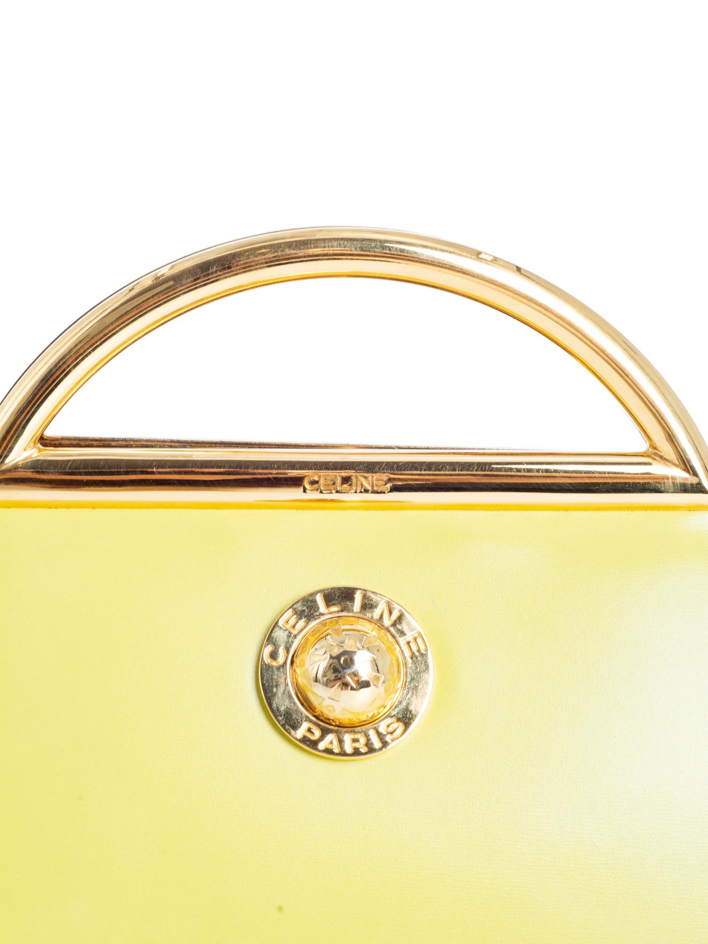 Luxury CELINE Vintage Leather Top Handle Mini Bag Yellow