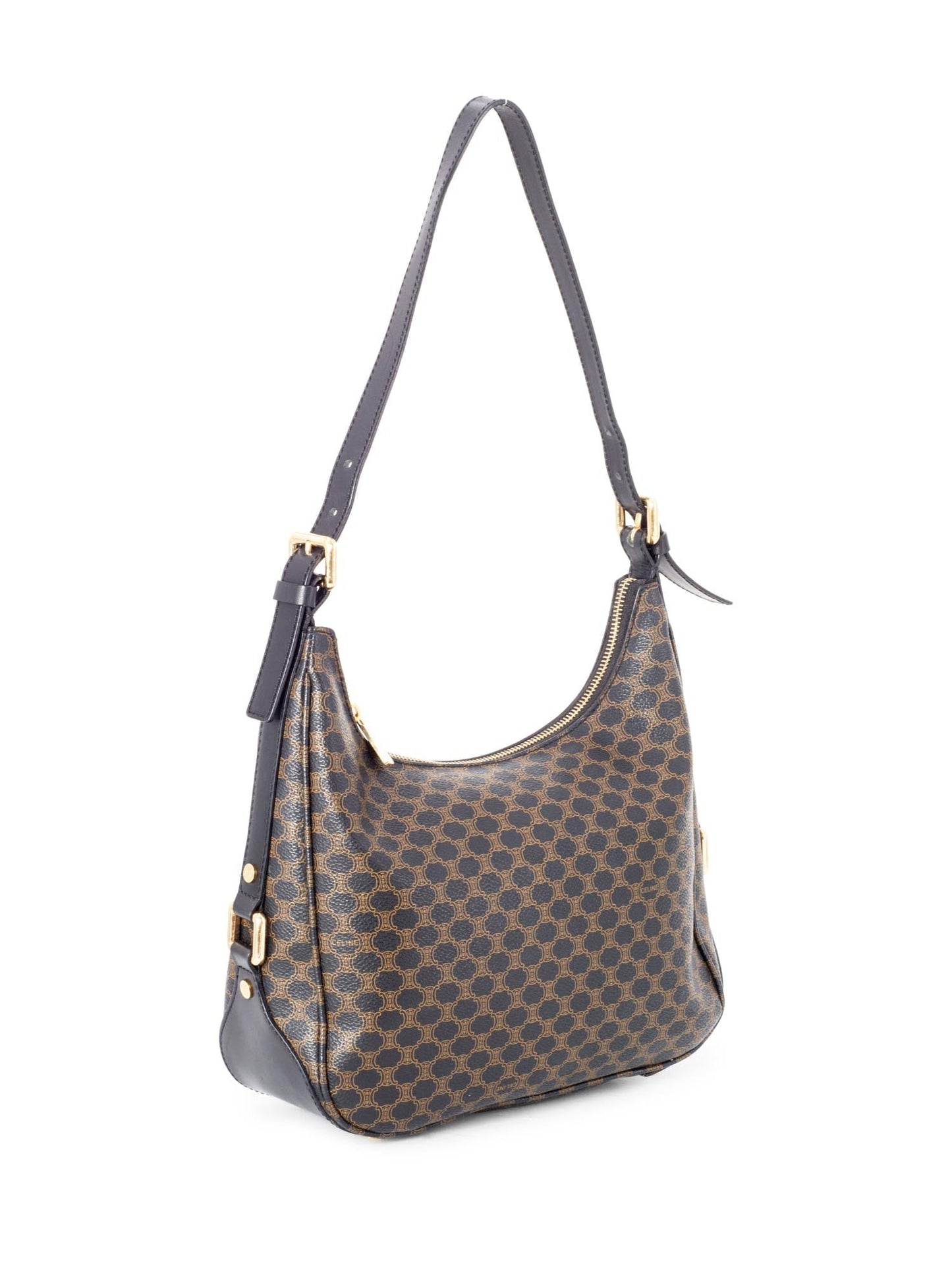 Luxury CELINE Vintage Monogram Macadam Hobo Bag Brown