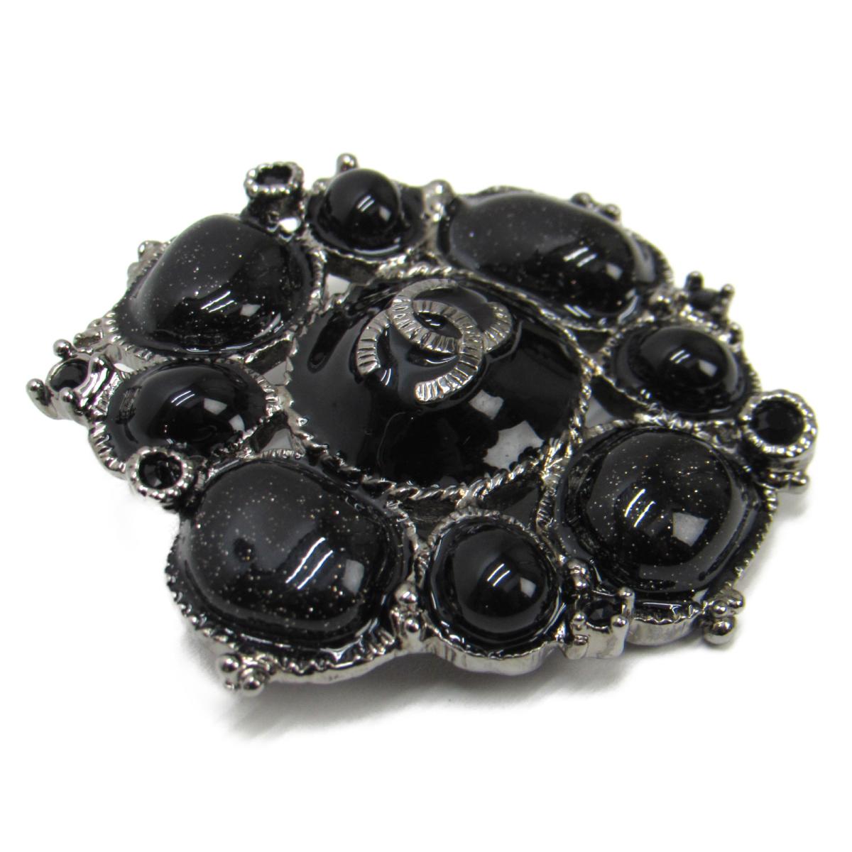 CHANEL BLACK GLITTER GRIPOIX BYZANTINE BROOCH