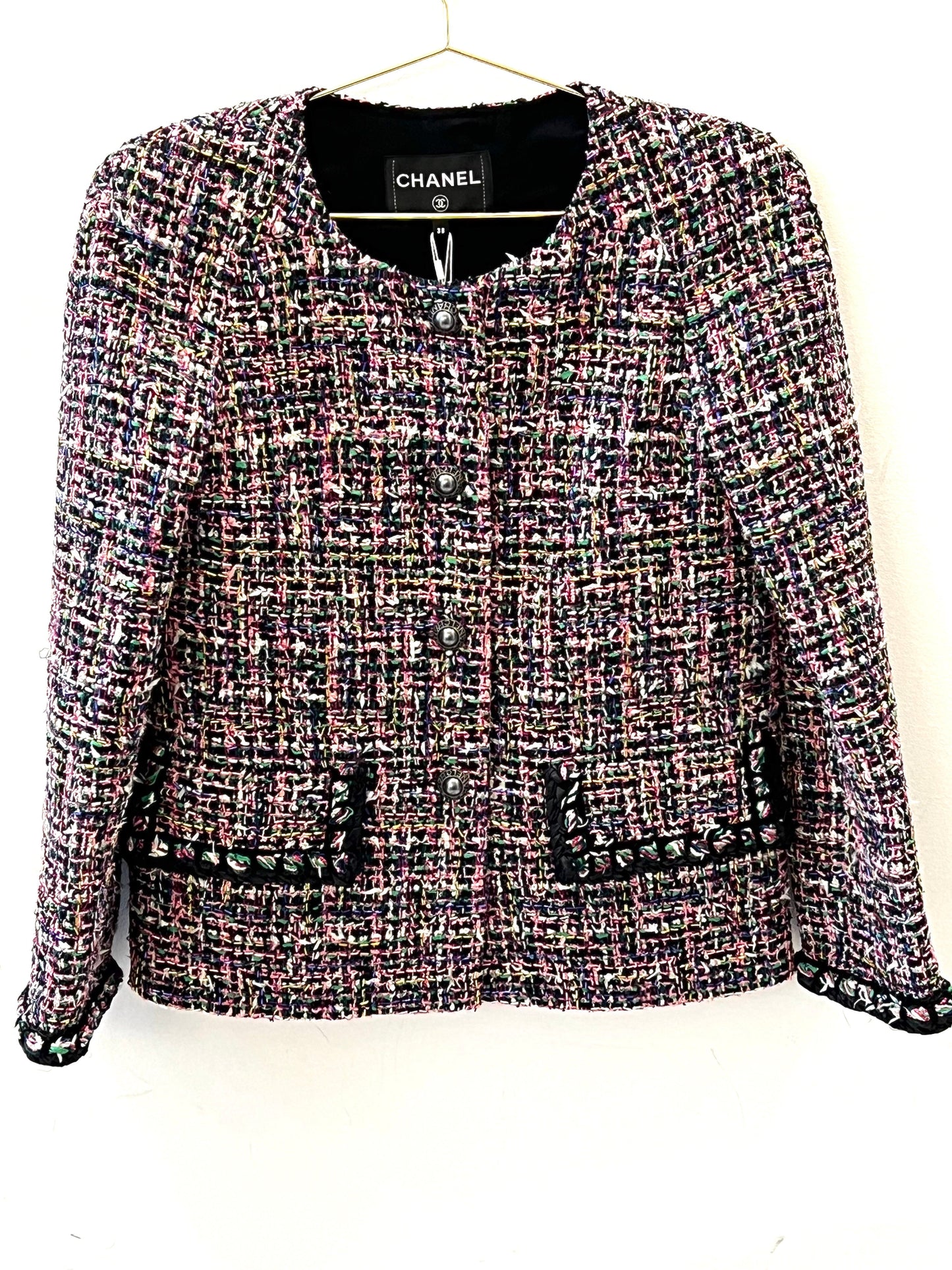 CHANEL BLACK MULTICOLOR TWEED TIMELESS JACKET Handbag