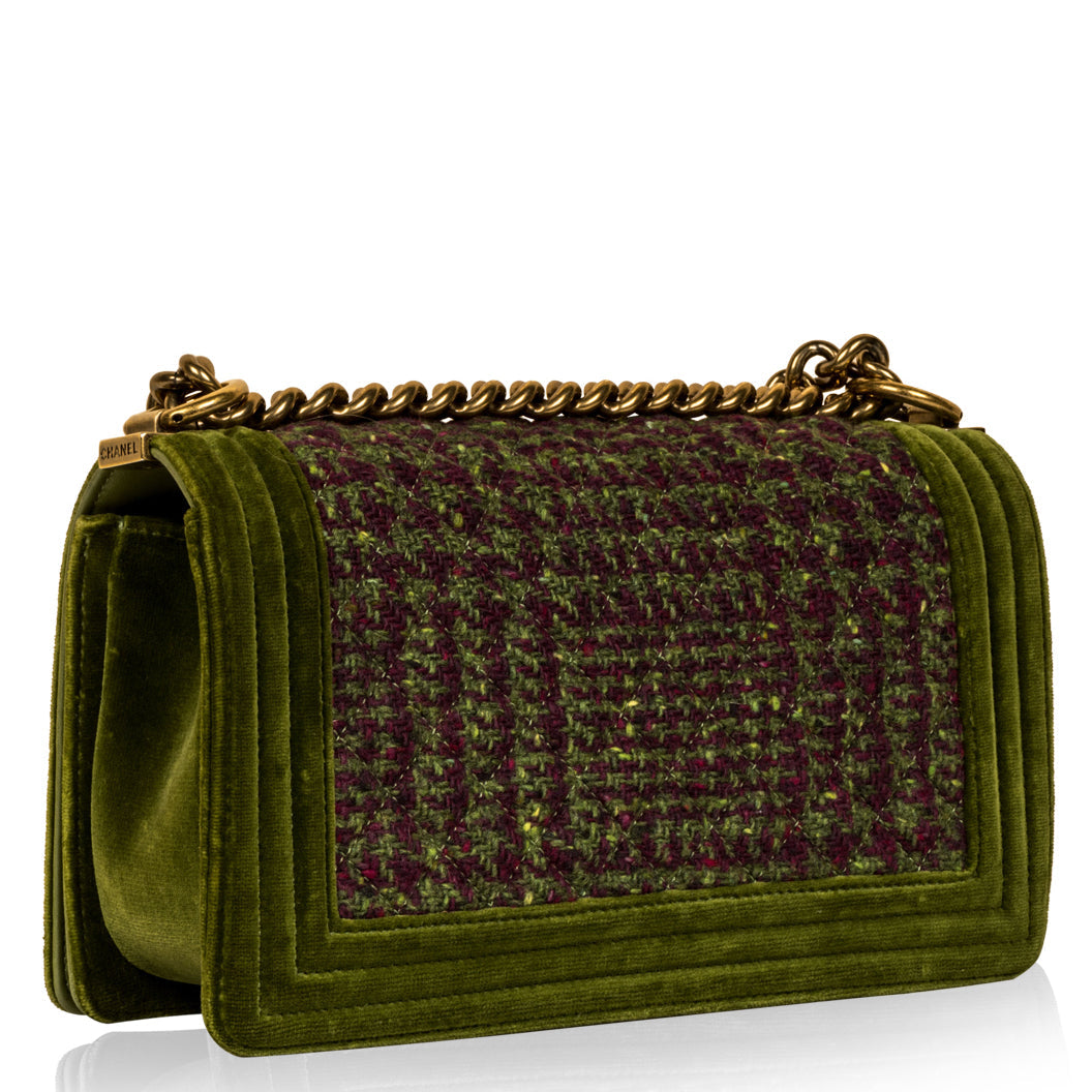 Chanel Tweed/Velvet Medium Boy Bag