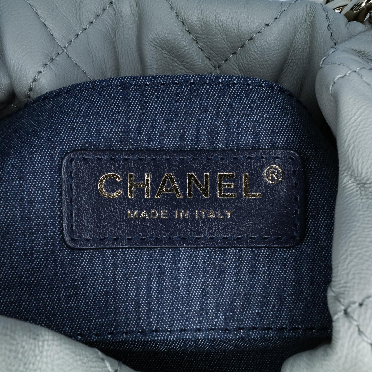 Chanel CC Quilted Calfskin Resin Bi-Color Chain Bucket Bag