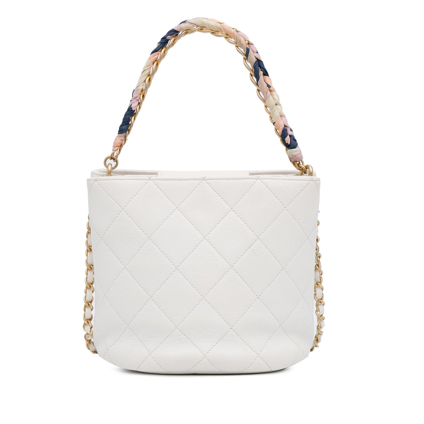 Chanel CC Quilted Caviar Chain Scarf Handle Bucket Bag