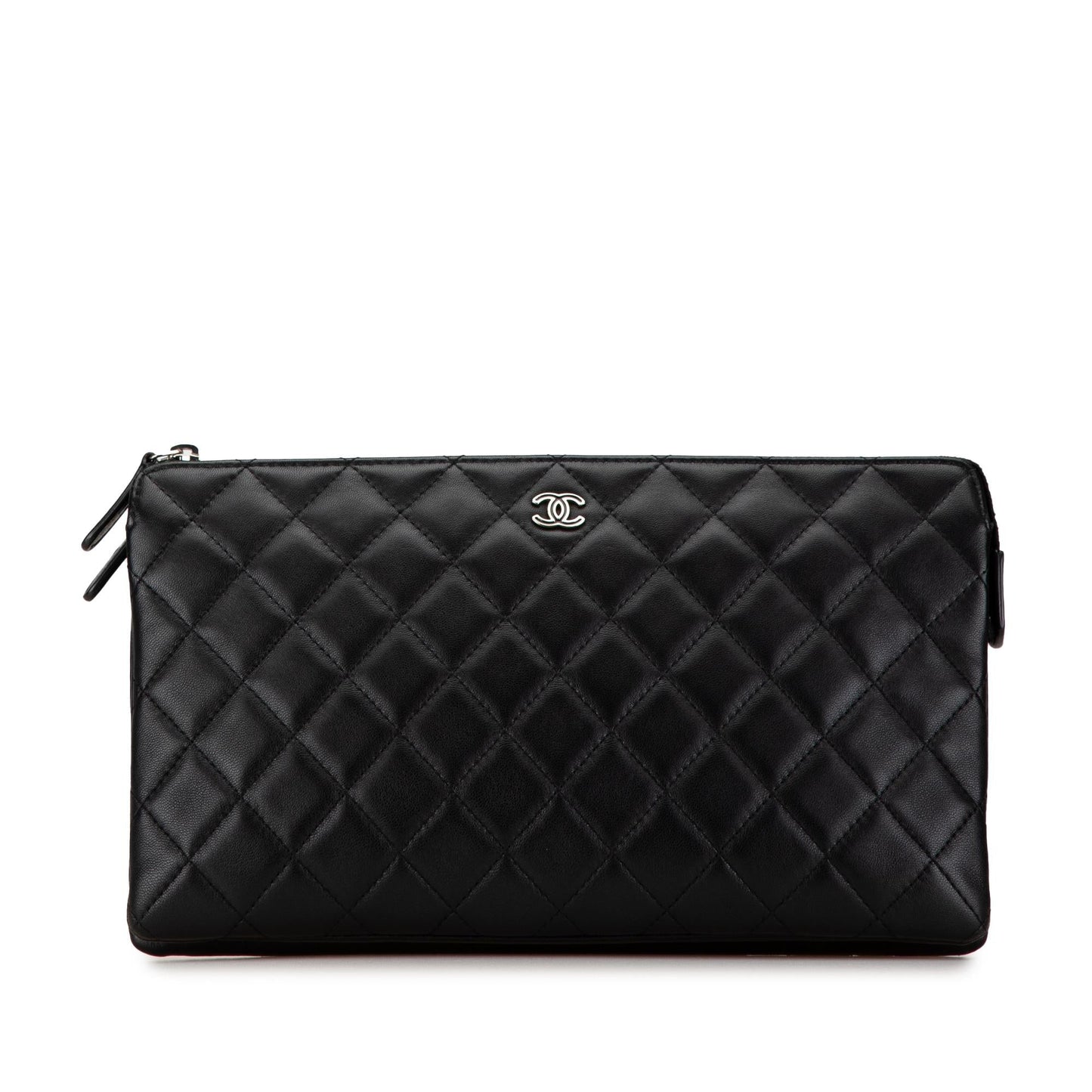Chanel CC Quilted Lambskin Double Zip Clutch (SHG-9zutGz)