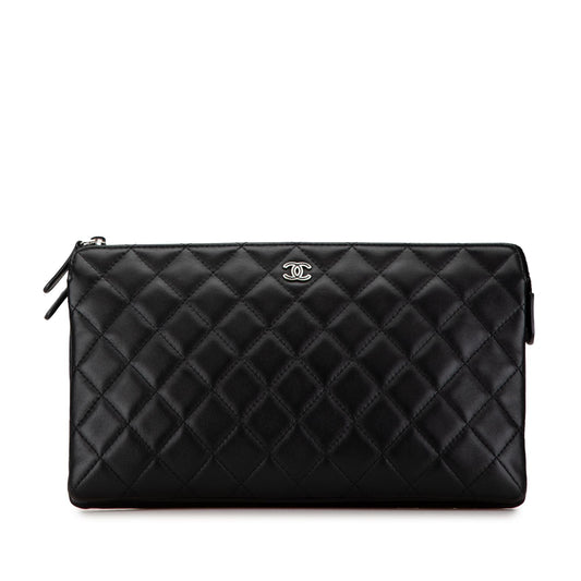 Chanel CC Quilted Lambskin Double Zip Clutch (SHG-9zutGz)