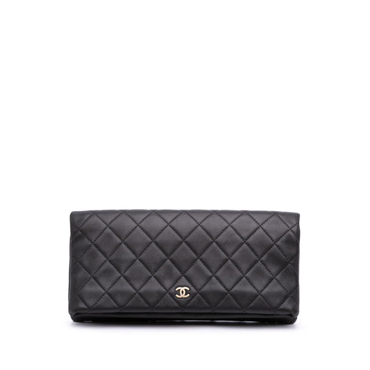 Chanel CC Quilted Lambskin Foldover Clutch