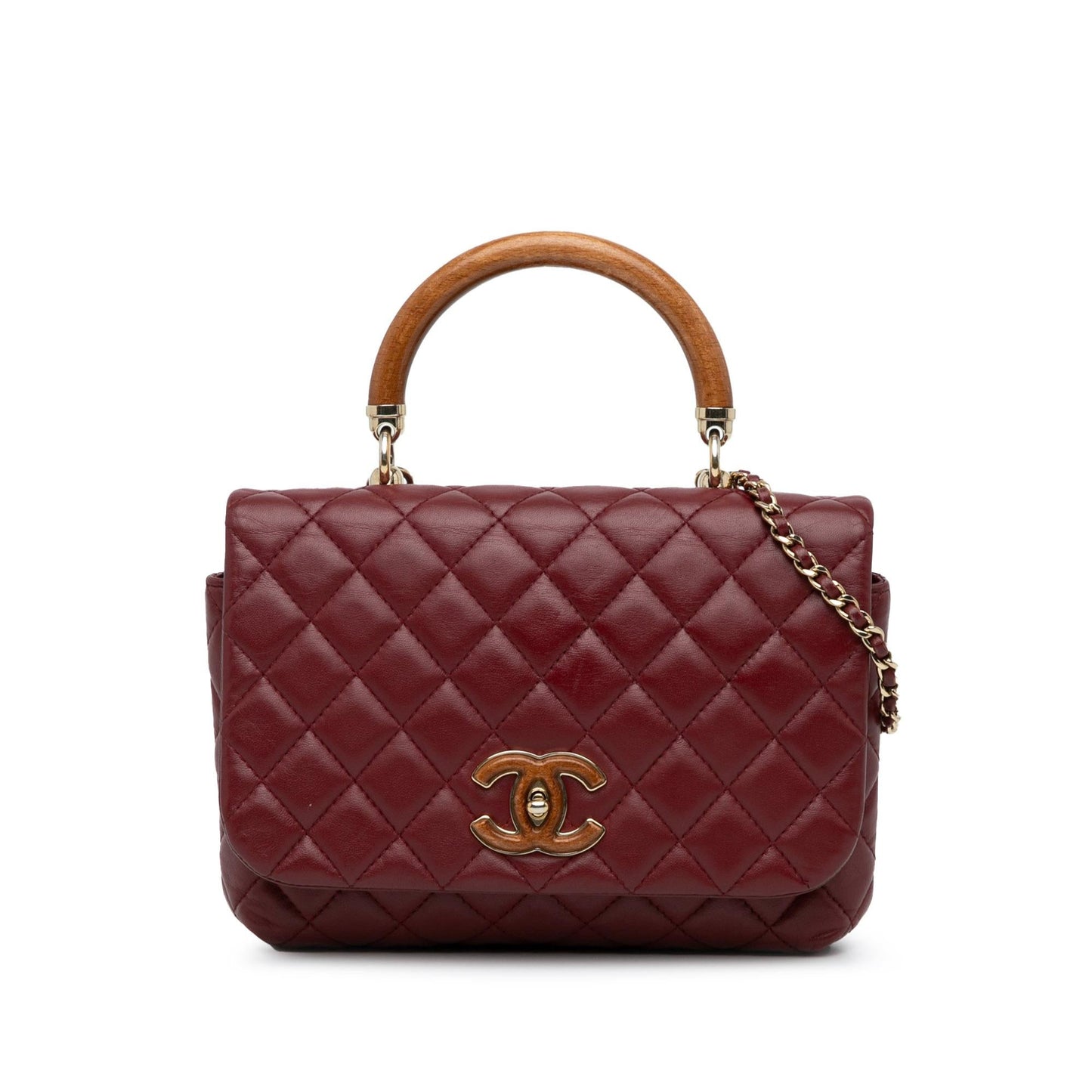 Chanel CC Quilted Lambskin Knock on Wood Satchel (SHG-wiPzxy) Handbag