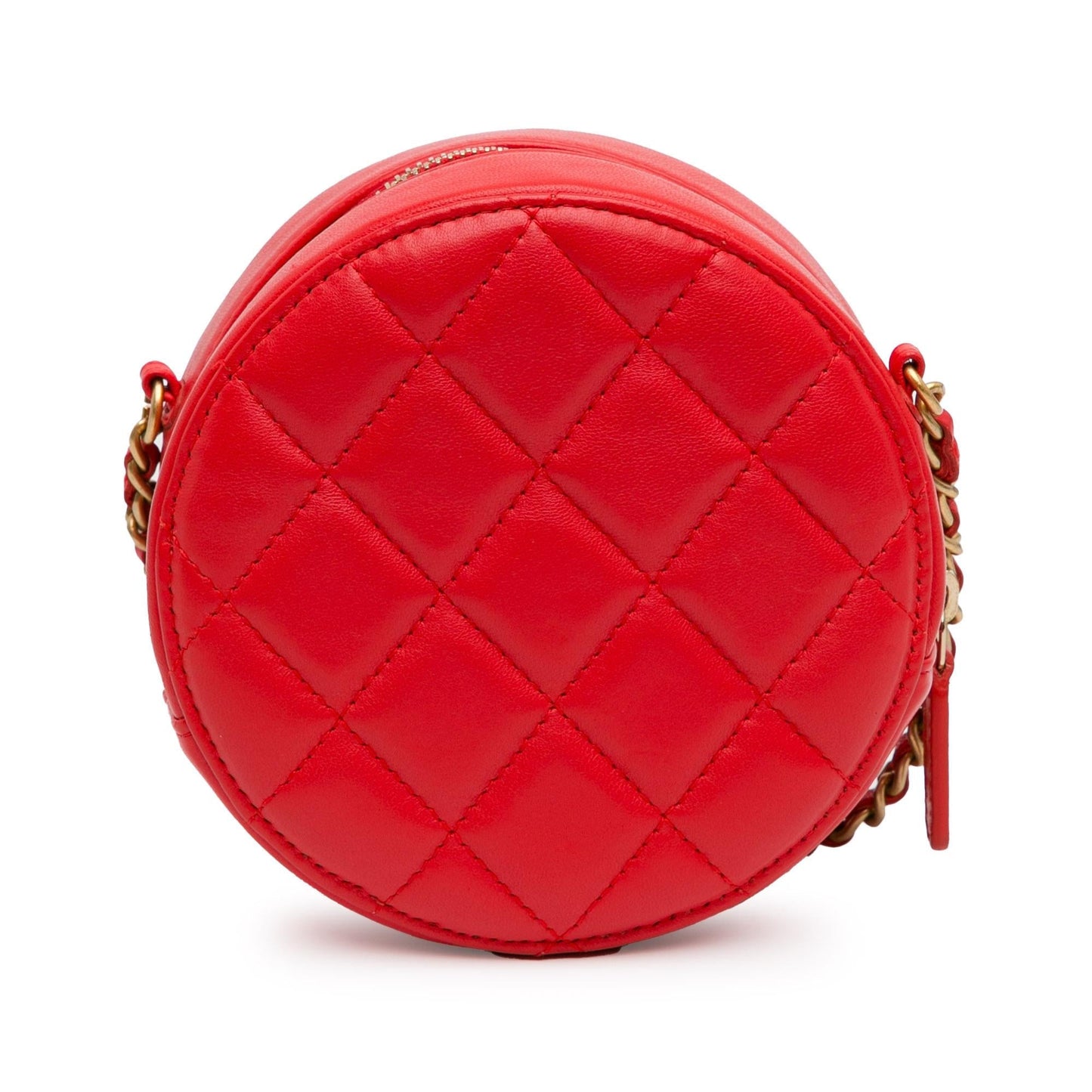 Chanel CC Quilted Lambskin Pearl Crush Round Clutch with Chain (SHG-NXSLvp)