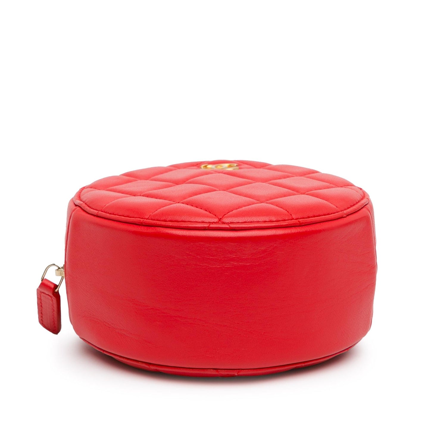 Chanel CC Quilted Lambskin Pearl Crush Round Clutch with Chain (SHG-NXSLvp)