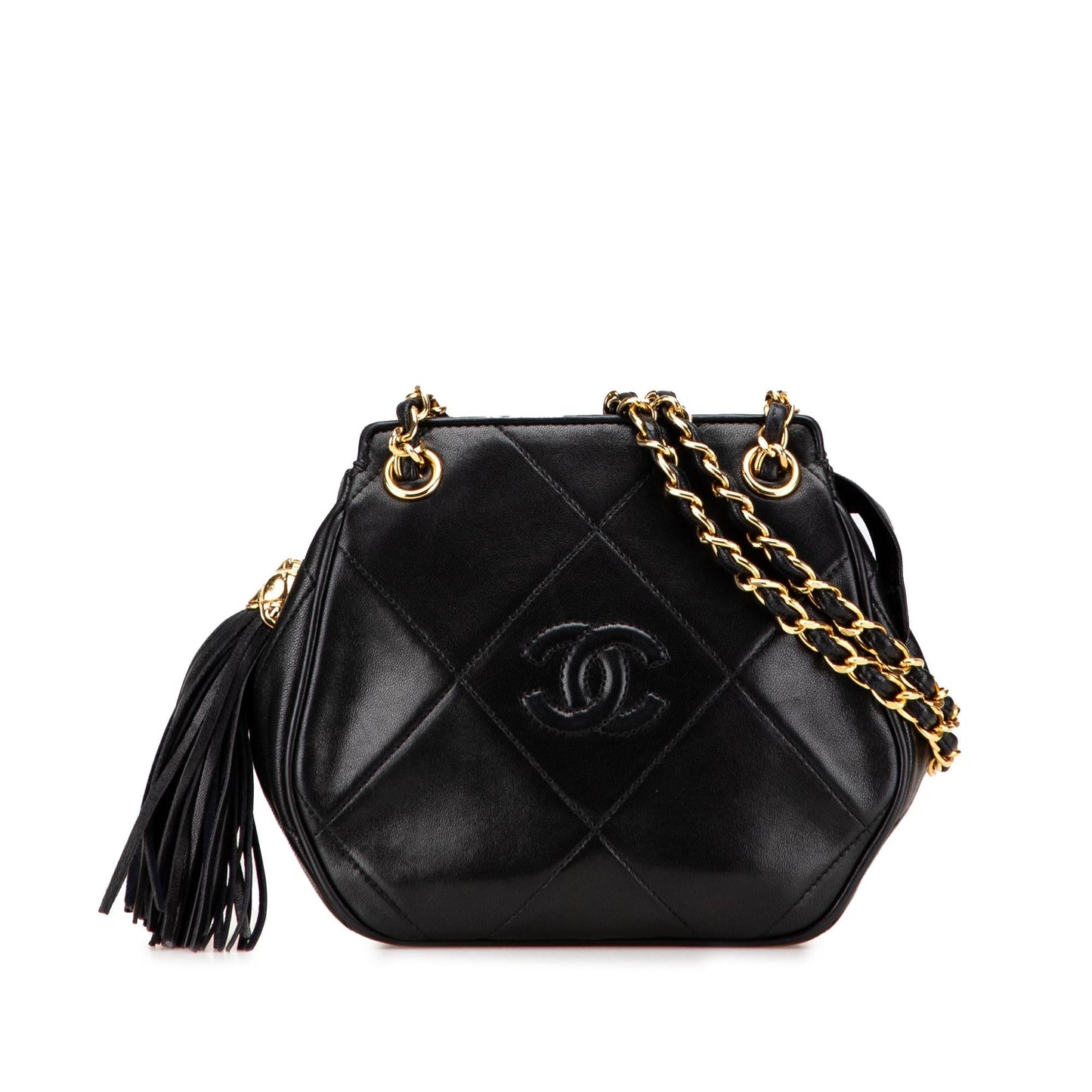 Chanel CC Quilted Lambskin Tassel Crossbody