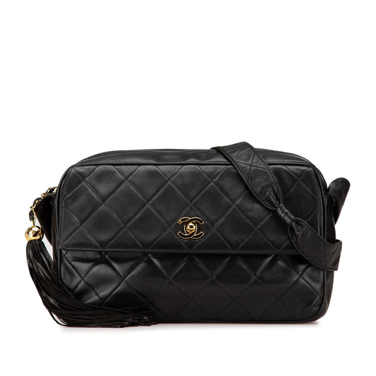 Chanel CC Quilted Lambskin Tassel Crossbody