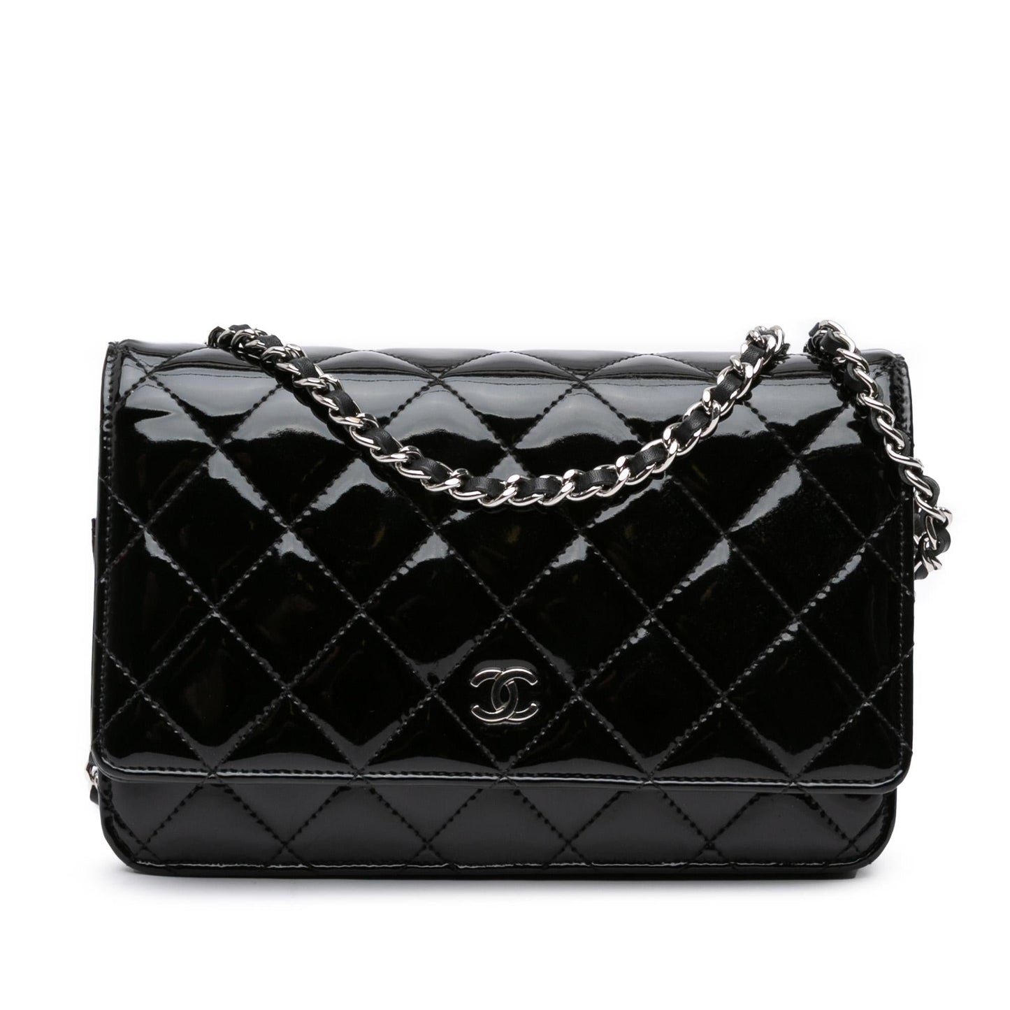 Chanel CC Quilted Patent Wallet On Chain