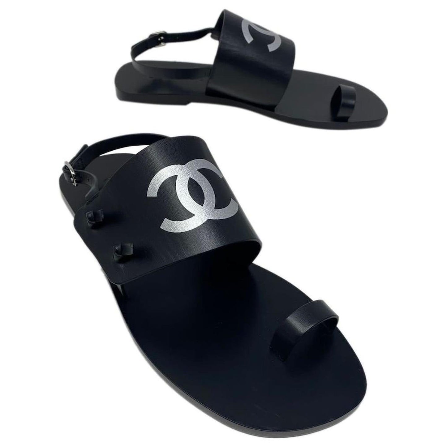 CHANEL CC THONG SLINGBACK SANDALS