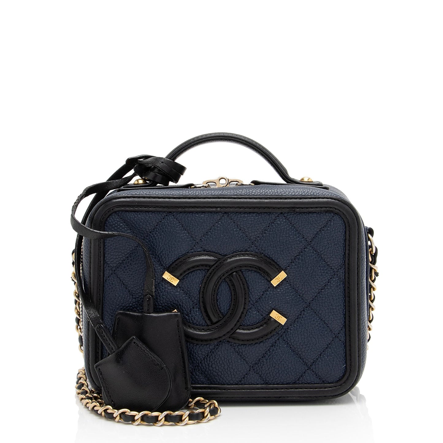 Chanel Caviar Leather CC Filigree Small Vanity Case (SHF-v02lq3) Crossbody